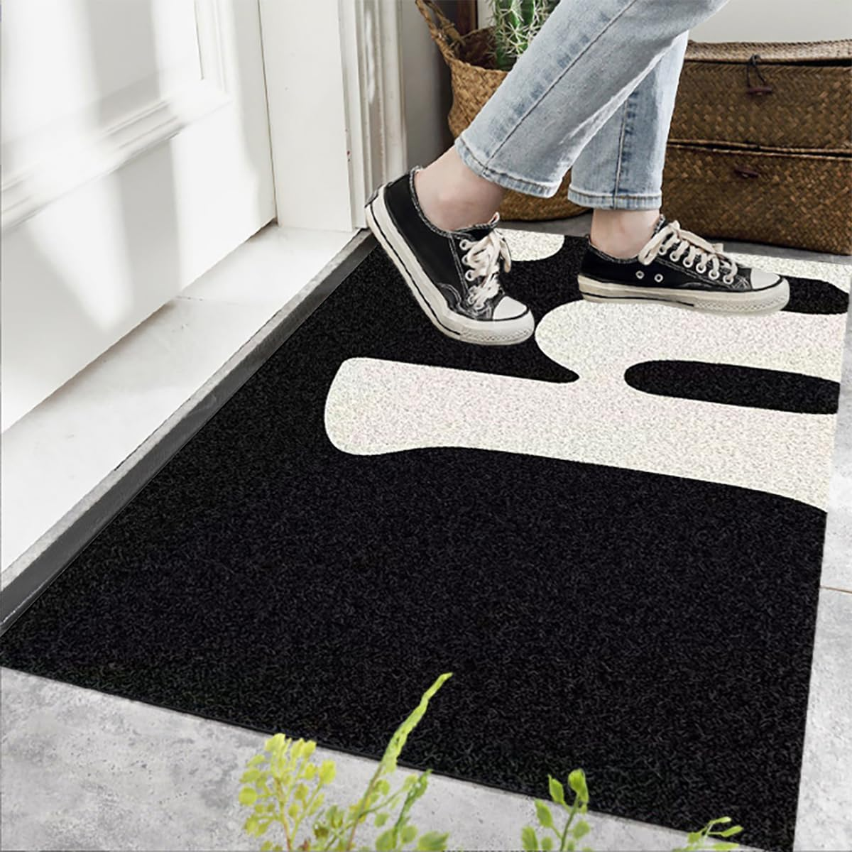 Hi Front Door Mat Outdoor Mud Absorbent, 50&times;80Cm Welcome Mat for Indoor & Outdoor, Doormat Entrance Mat Rug outside Patio/Inside Entry Way, Anti-Slip Mats Rubber Backing, Durable & Washable (Hi) image number 3