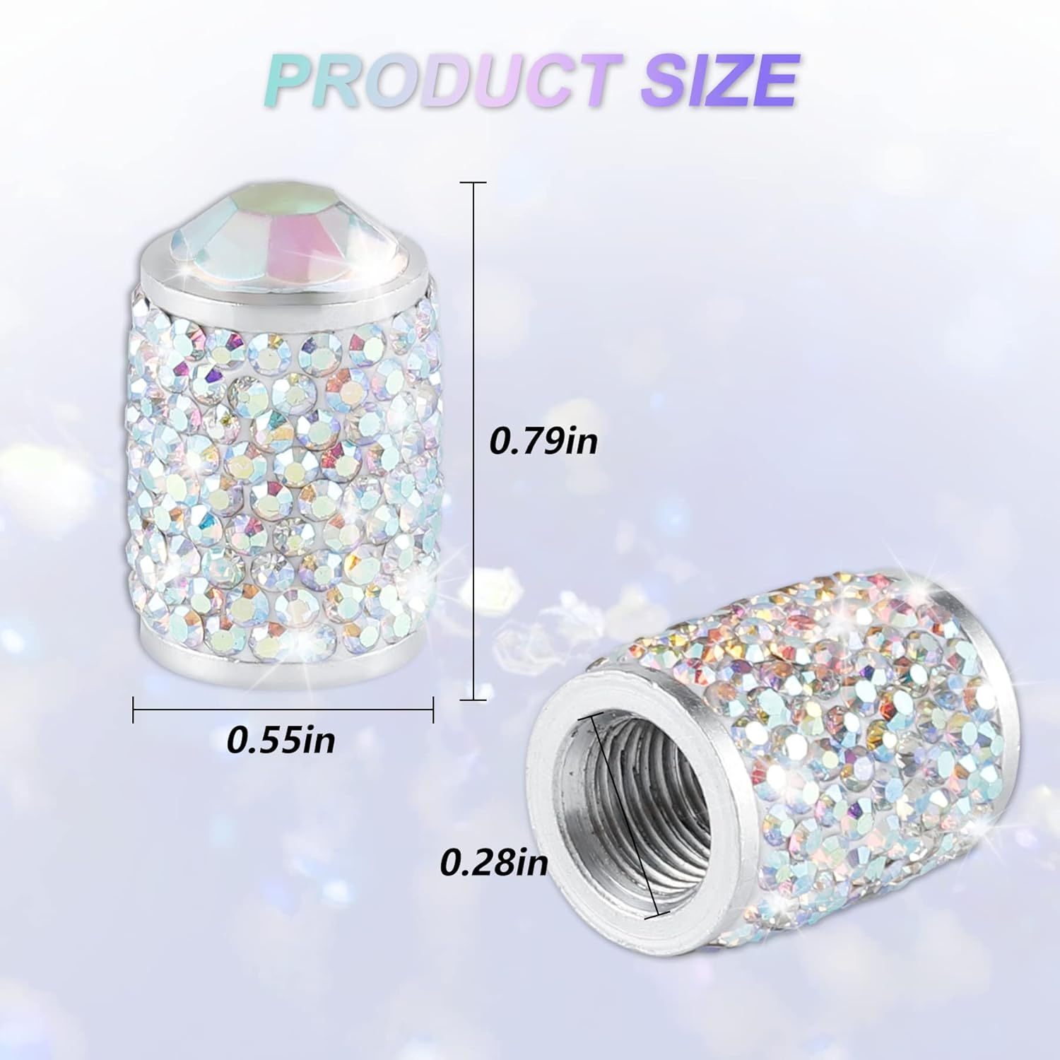 Alpmosn Car Wheel Tire Valve Caps, 4 PCS Bling Tire Valve Caps, Crystal Tire Caps Shinny Rhinestone for Women, Universal Car Dustproof Tire Valve Caps for Cars, Trucks, SUV and Motorcycles (AB) - Ab image number 4