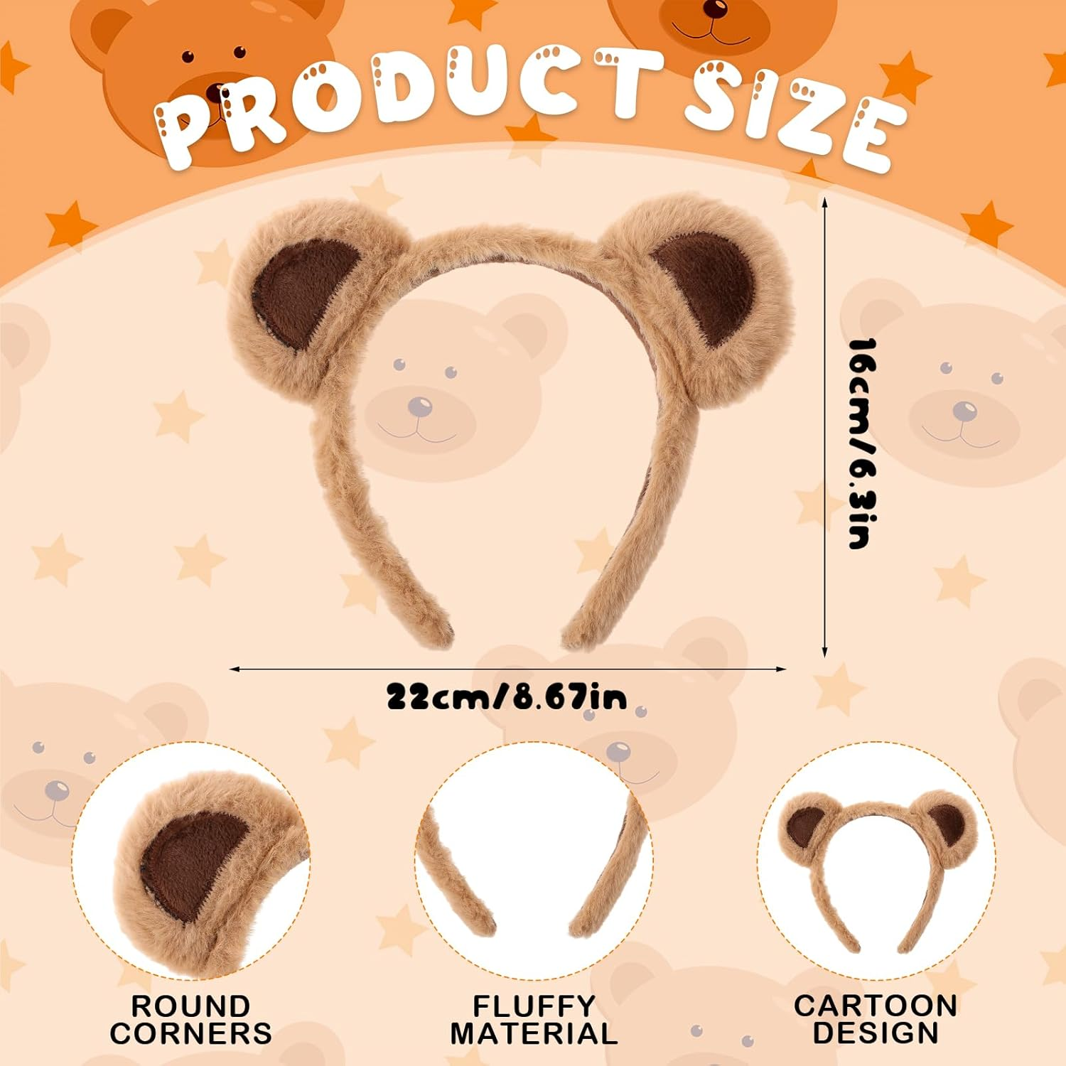 WY LIGHTING LEVEL 2 PCS Bear Ears Headband Cute Animal Ear Hair Hoops Makeup Face Wash Hair Band Party Festival Headwear Cosplay Costume Decoration Hair Accessories for Women Girls