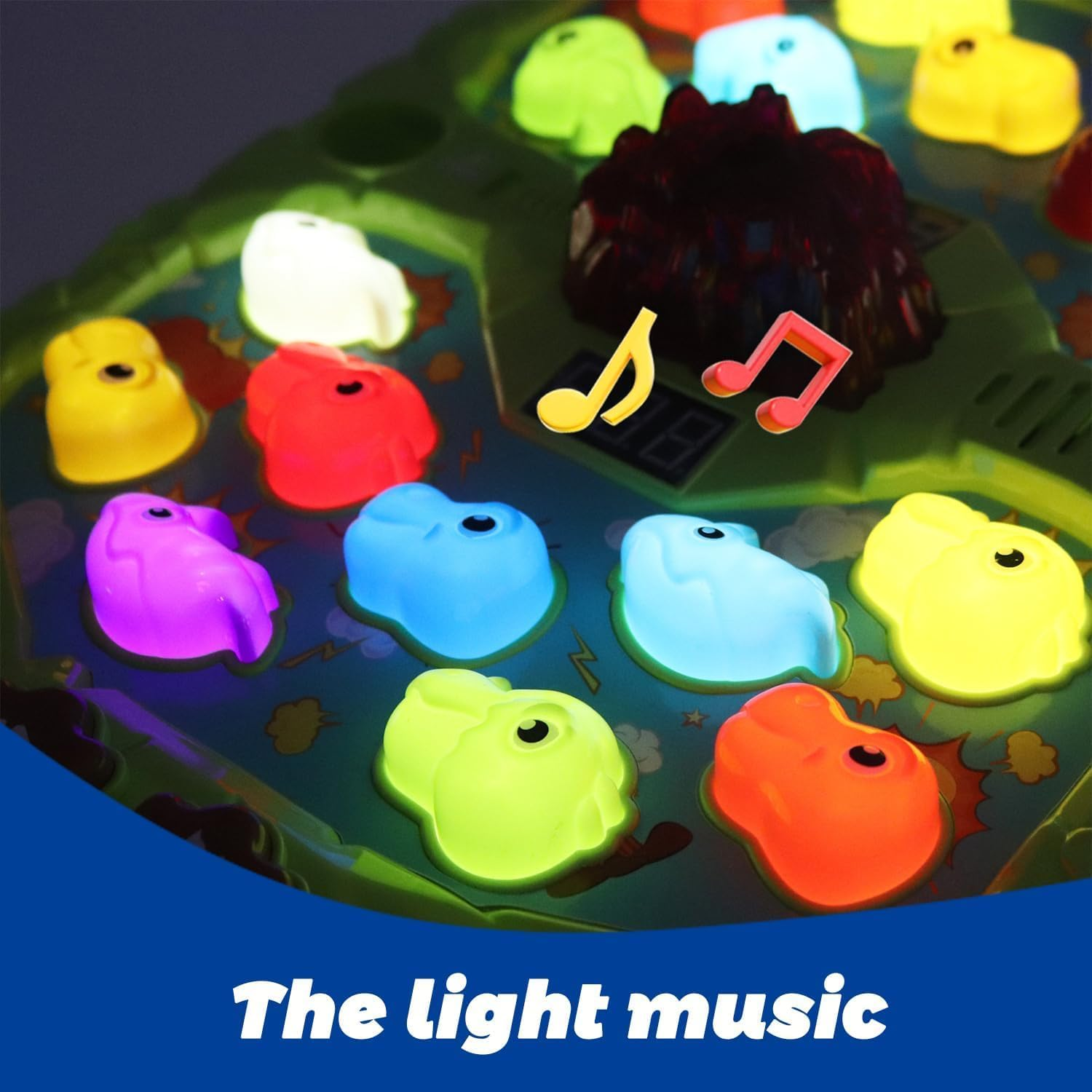 Whack a Mole Game, Pounding Dinosaur Toys for 2 3 4 5+ Year Old Boys Girls Birthday Gifts Educational Interactive Toddler Toys Age 2-4 4-6 Dinosaur Toys for Kids 3-5 5-7 with 2 Hammers, Spray & Lights