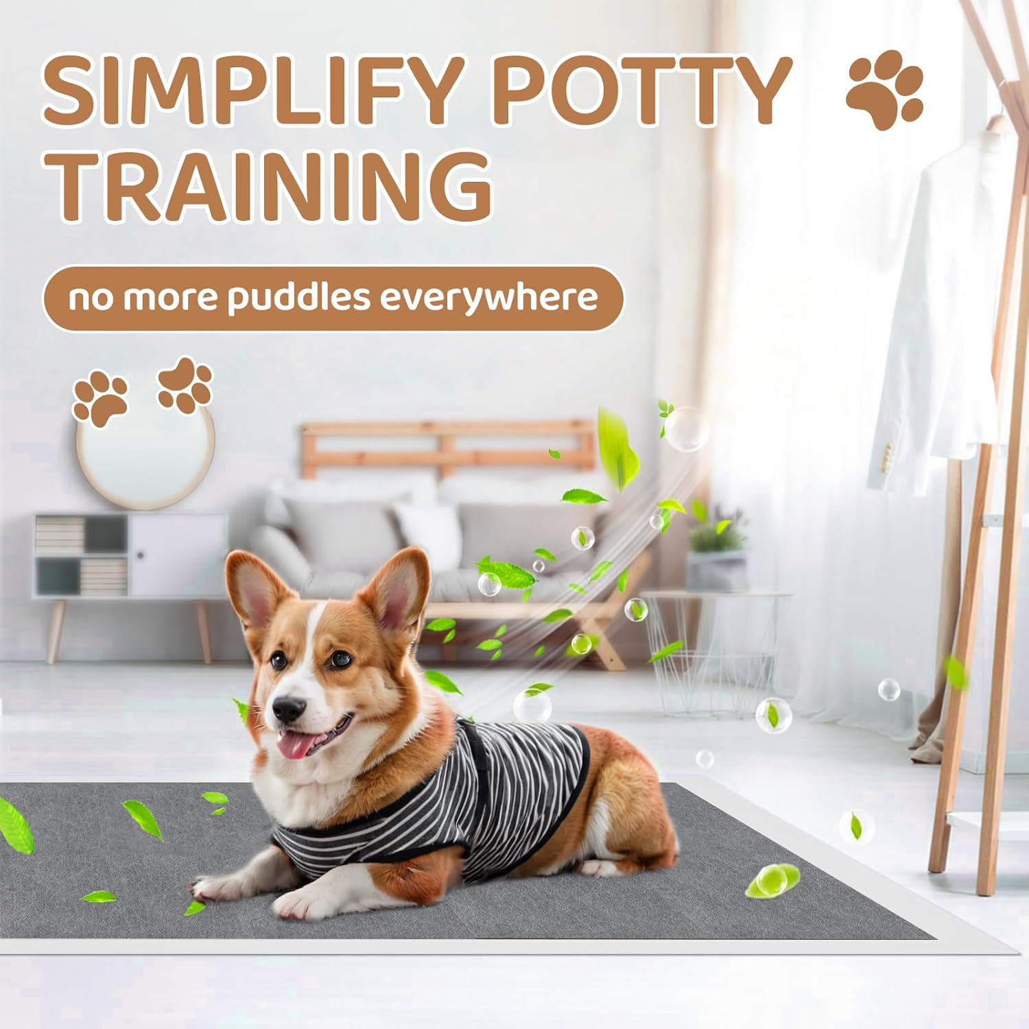 JORAGO Puppy Pads 100Packs - Bamboo Charocoal Dog Pee Training Pads, Disposable Dog Urine Pads, Leak Proof Quick-Dry & Super Absorbent Pet Piddle and Potty Pads for Puppies, Cats, Rabbits, 33X45Cm image number 1