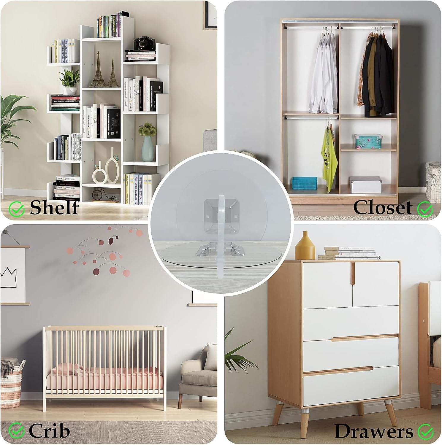 Chionwen Furniture Anchors 30-Pack, Baby Proofing No Drill Straps, Self-Adhesive Anti-Tip Earthquake Straps for Cabinets/Bookcases/Tv Stands image number 4