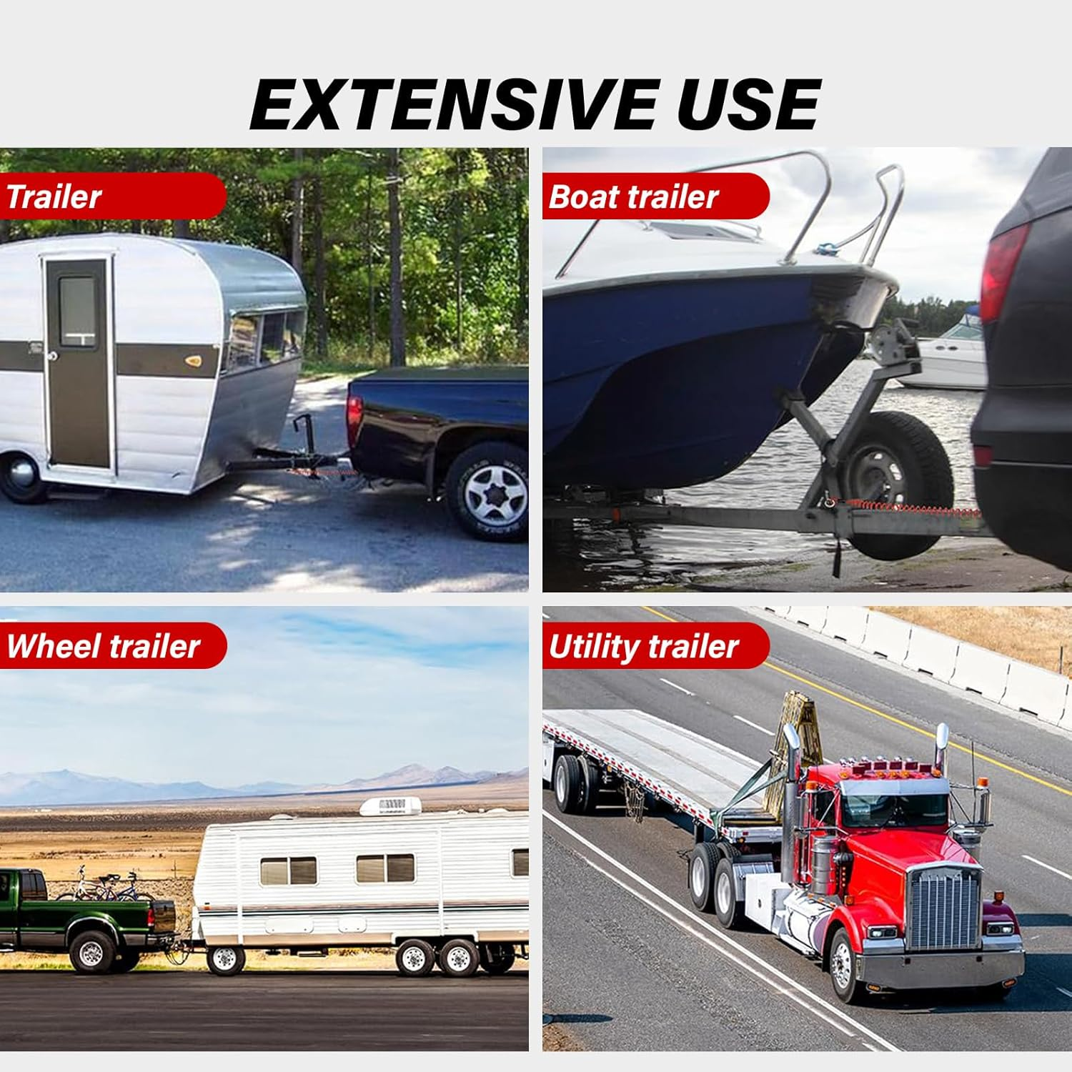 MAEZOE 6FT Trailer Brake Away Cable, Heavy Duty Steel Wire Coiled Safety Cables Strap for RV Towing Trailer - Trailer Breakaway Safety Cable Spring Towing Coiled Wire for Enhanced Durability image number 2