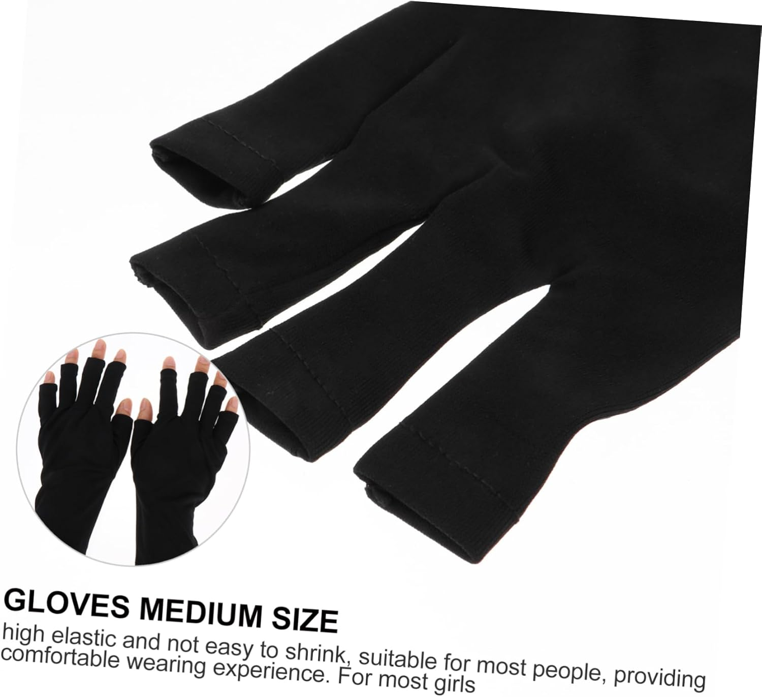 HONITANO 2Pcs Fingerless UV Protection Gloves for Manicure Lightweight Nail Sun Shield Comfortable Elastic Design for Gel Nail Treatments