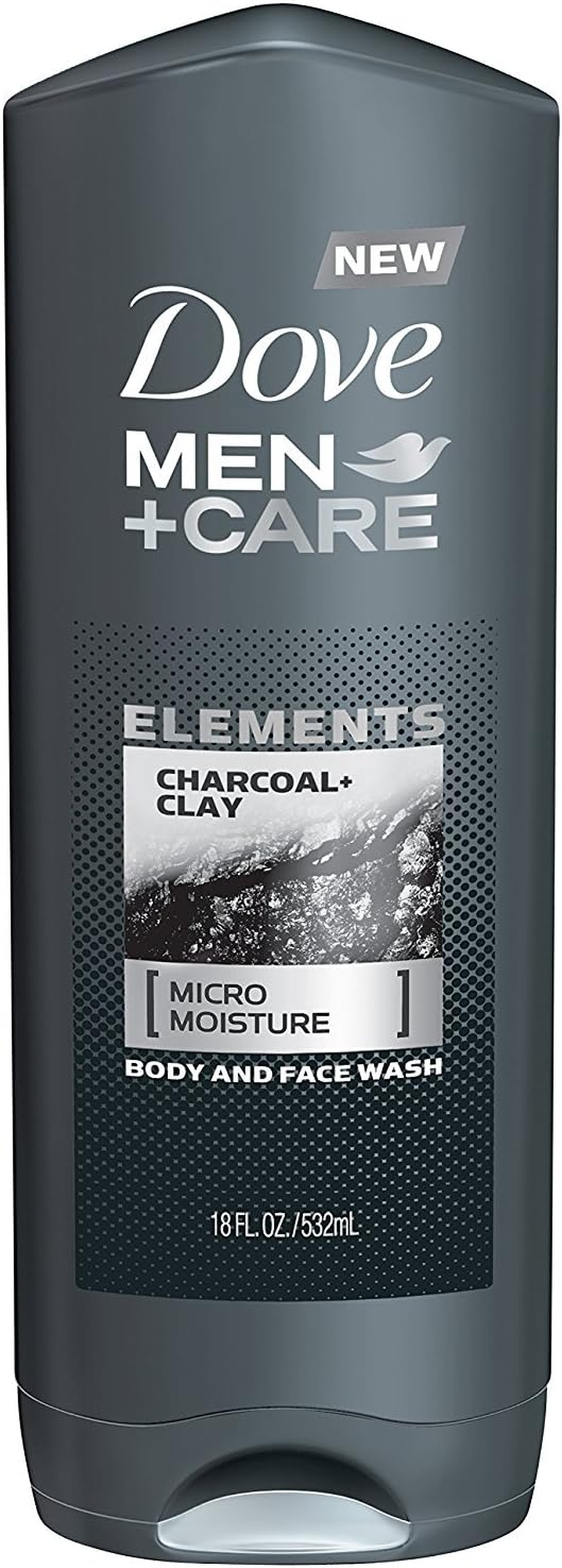 Dove Men + Care Body and Face Wash - Elements - Charcoal + Clay - Net Wt. 18 FL OZ (532 Ml) per Bottle - Pack of 3 Bottles