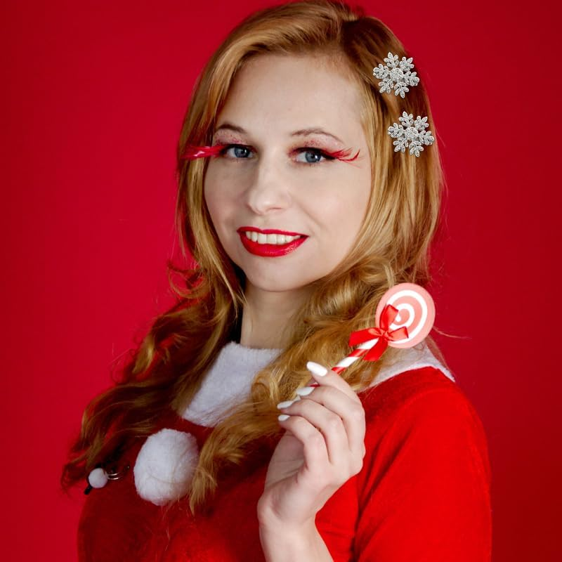 Snowflake Hair Clip Sparkly Rhinestone Hair Accessories for Girls Christmas Hair Barrette Hairpins for Wedding Bride Holiday Christams Party Metal Alligator Clip for Hair 4PCS