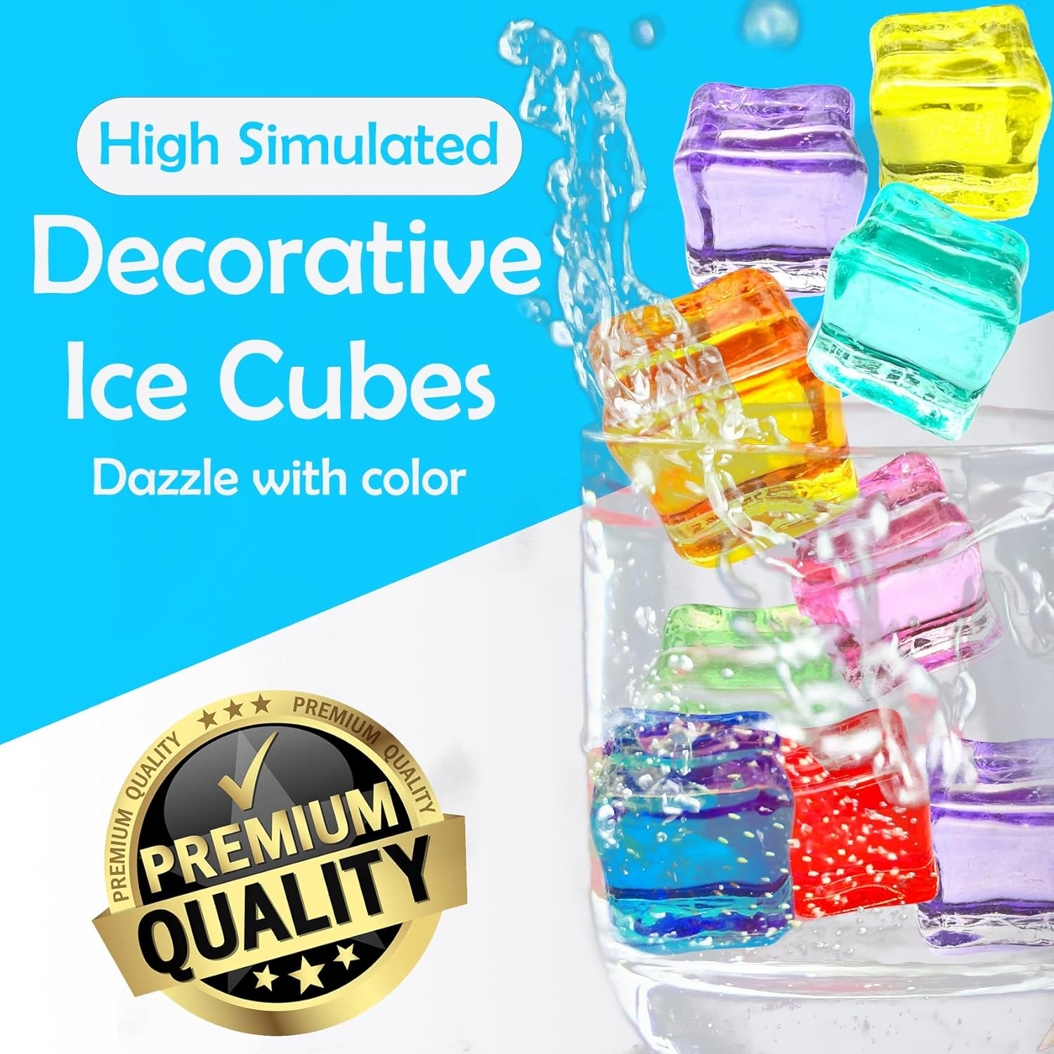 FEIQIAO Clear Fake Ice 50 PCS 0.6 Inch Cubes Plastic Ice for Photography Props Home Decoration Vase Fillers Wedding Decoration image number 5