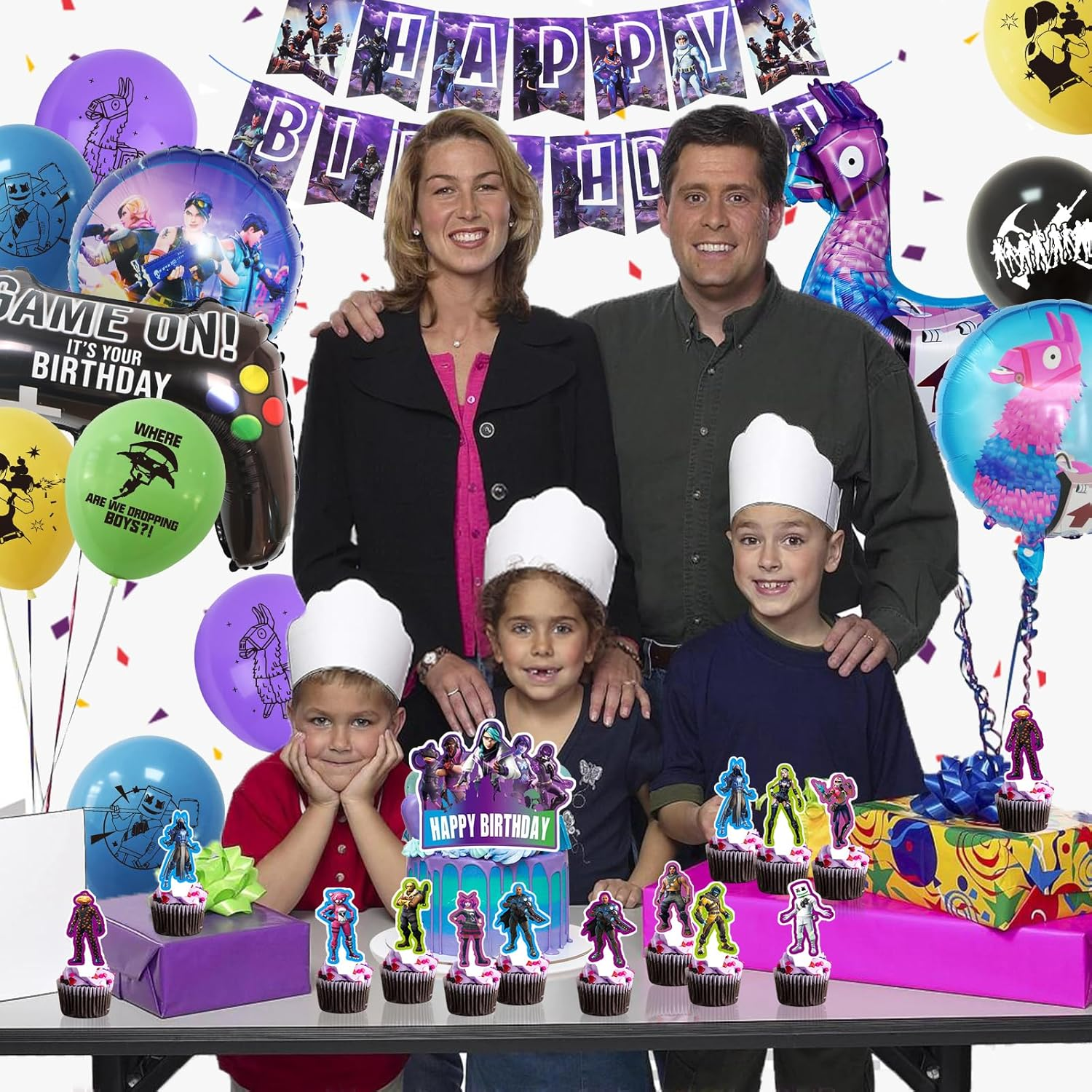 Fortnit Birthday Decoration 8 Years Boy, 51 Pieces Gaming Party Birthday Decoration, Fortnit Balloon 8Th Birthday Boy Set, 3D Purple Balloons Fortnit Gamer Birthday Decoration for Children (8 Years) image number 2