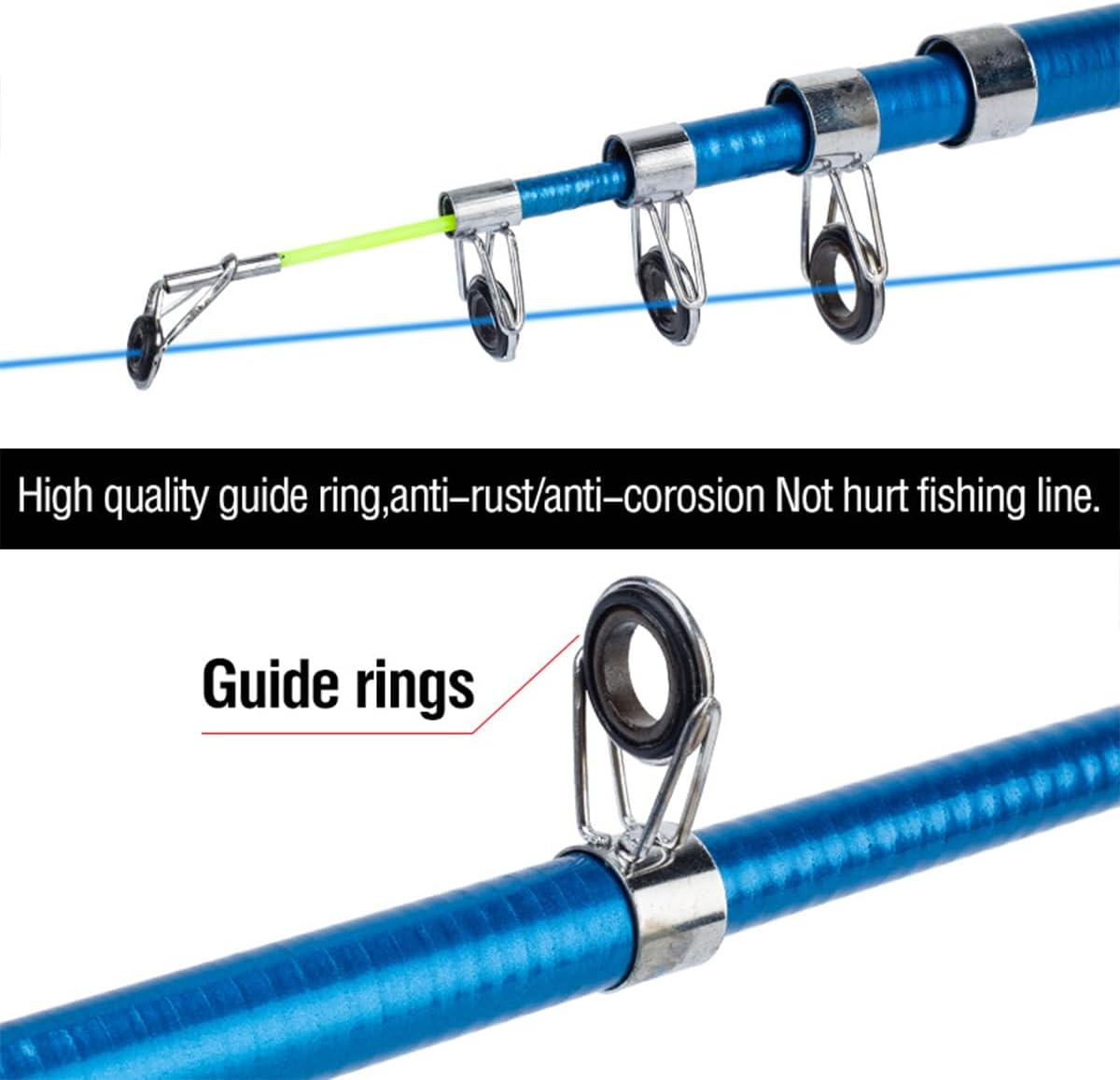 AIMALL 1.8M Telescopic Fishing Rod &ndash; 5-Section Lightweight Glass Steel Pole, Compact 16.7 Inch Closed Length, Multi-Colour Options for Sea and Freshwater Fishing - Orange image number 3