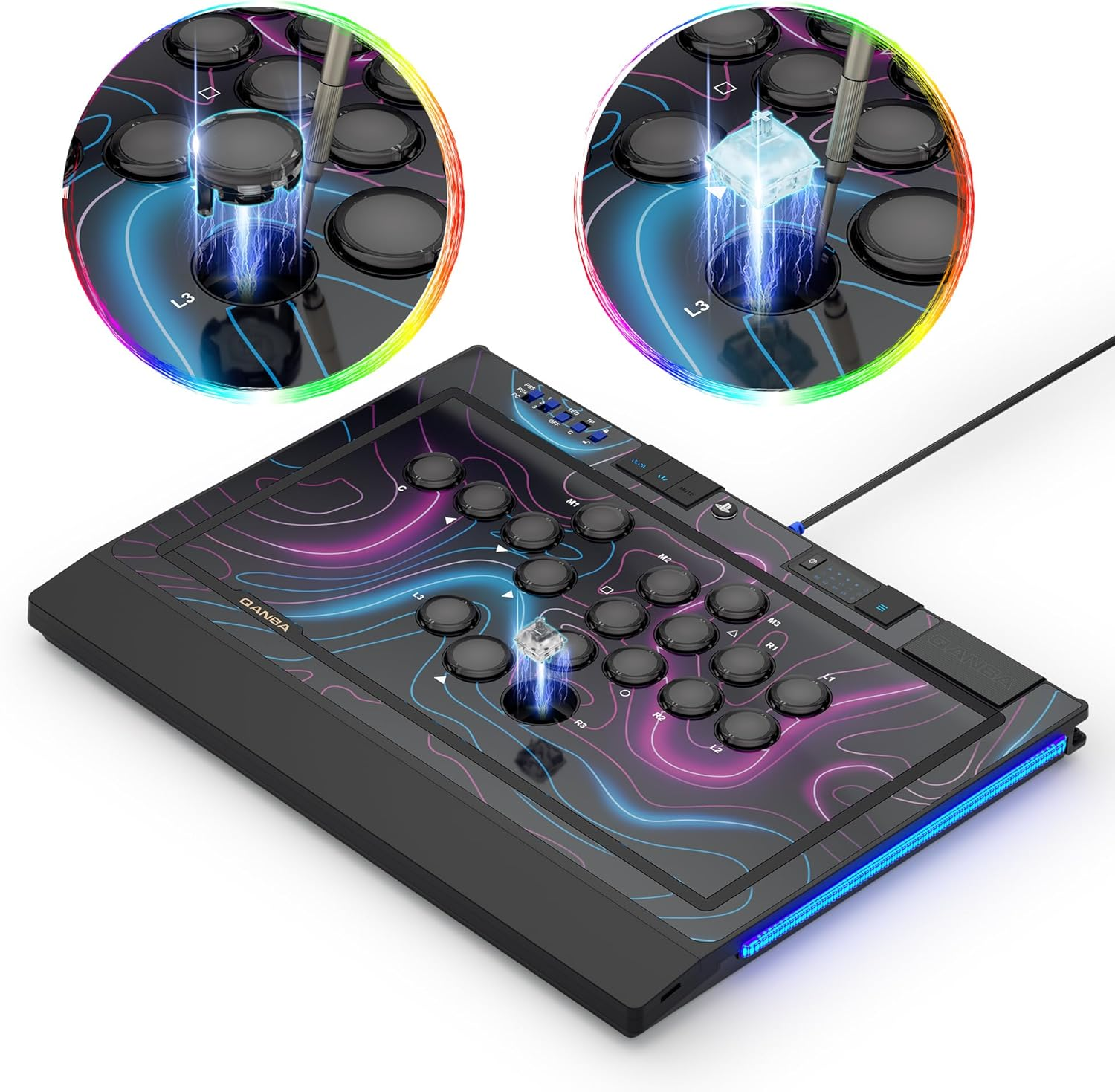 Qanba Sapphire S1 Leverless Arcade Controller Joystick for Playstation 5 and Playstation 4 and PC (Fighting Stick) Officially Licensed Sony Product image number 3