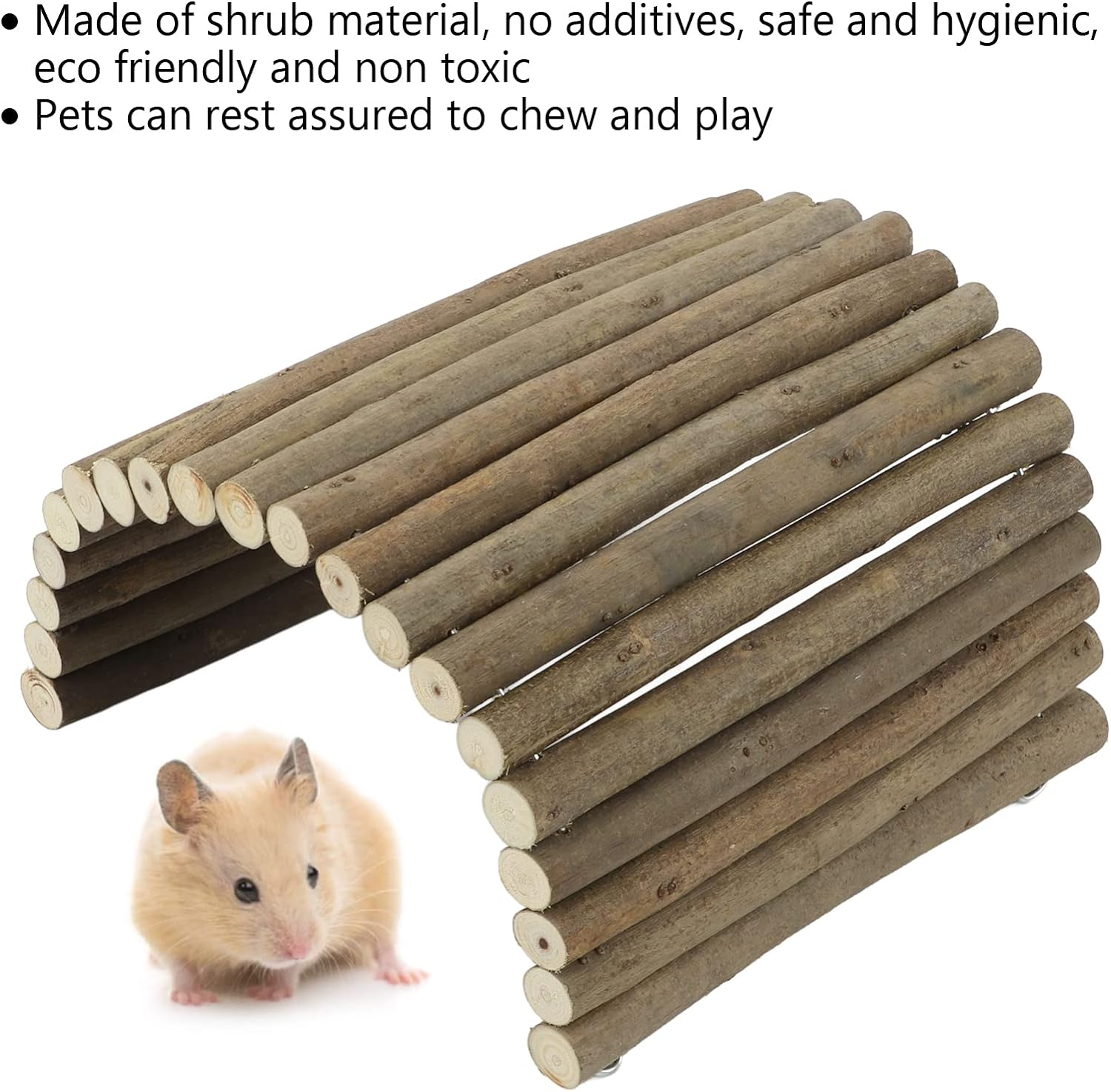 Bendable Wooden Tunnel Chew Toy for Guinea Pigs Rabbits Chinchillas Hedgehogs Small Animals 20X30Cm Natural Wood Small Pet Hideout Play Tunnel Exercise Toy image number 2
