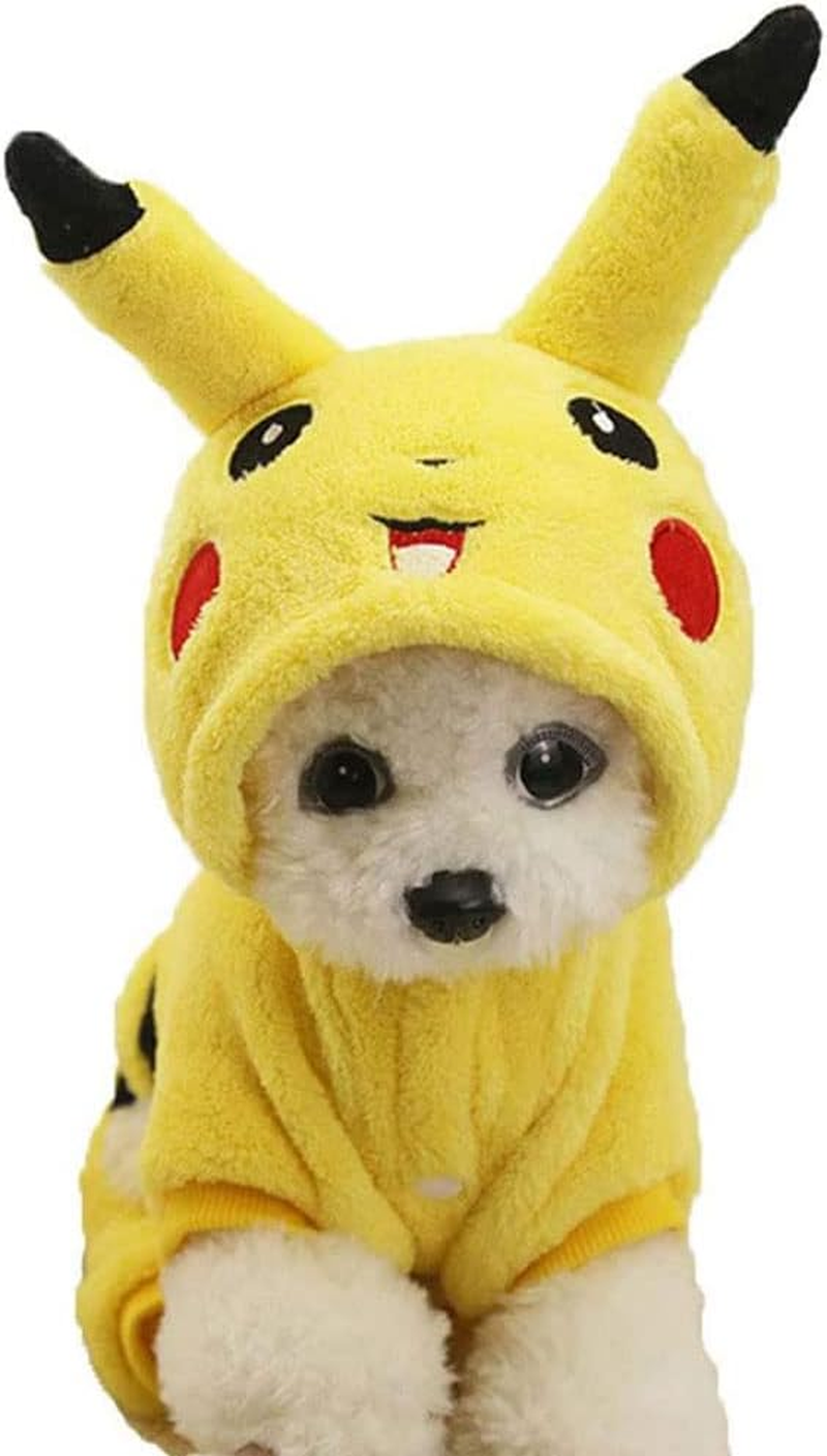 Cute Soft Dog Costume Flannel Dog Coat Picachu Lovely Warm Dog Clothes for Winter image number 1