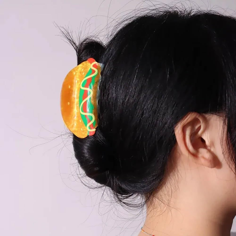 Hot Dog Hair Claw Clips, Unique Food Claw Clip, Acetate Hair Clips for Women, Fun Accessories