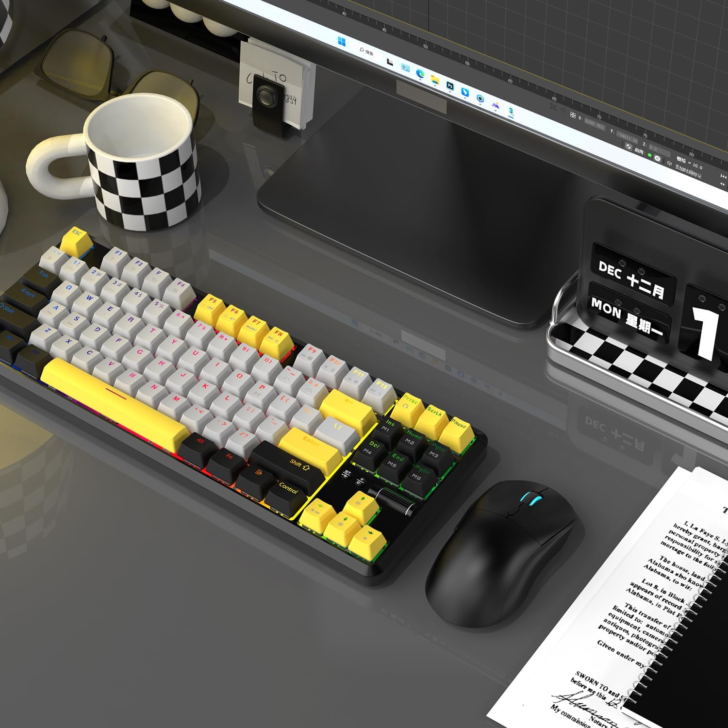 AJAZZ AJ199 60G Ultra Lightweight Wireless Gaming Mouse | Programmable 6 Buttons | 26K Optical Sensor| Replaceable Honeycomb Cover Rechargeable Computer Mice for PC Mac Gamer (Black) image number 6