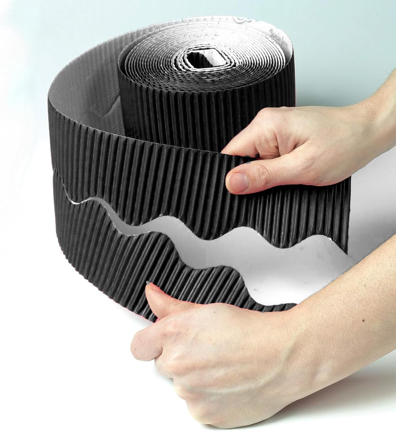 Corrugated Display Borders, 15M/Rolls, Black, Cardboard, Rectangular, Smooth, Border, Decorative Paper Rolls image number 1