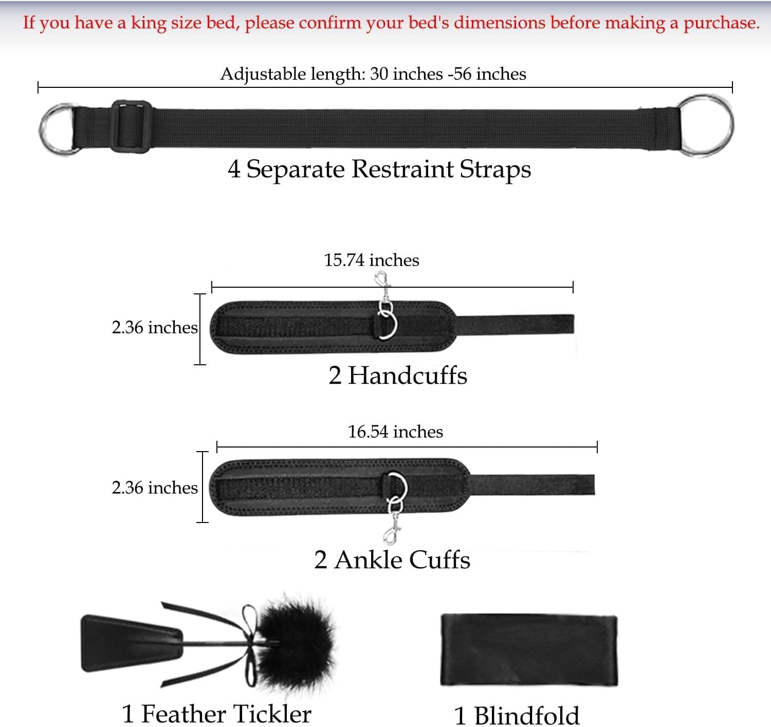 Sex Bondage Restraints BDSM Toys, Bed Restraints Couple Sex Toys with Sex Straps Bondage Cuffs Blindfold & Feather BDSM Kit image number 1