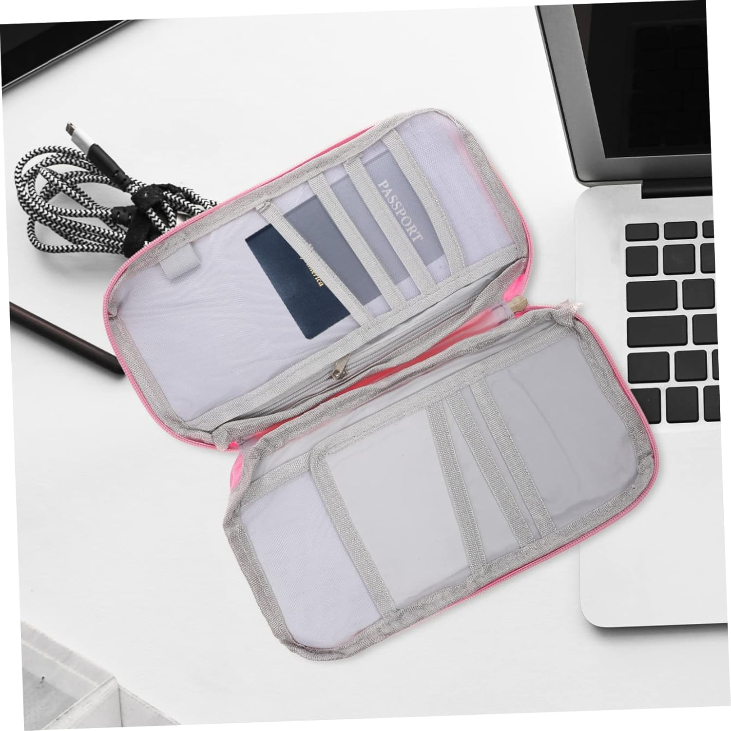 WATIIFUFU Travel Card Holder Passport Case Document Wallet Canvas Men'S Women'S Multi-Pockets