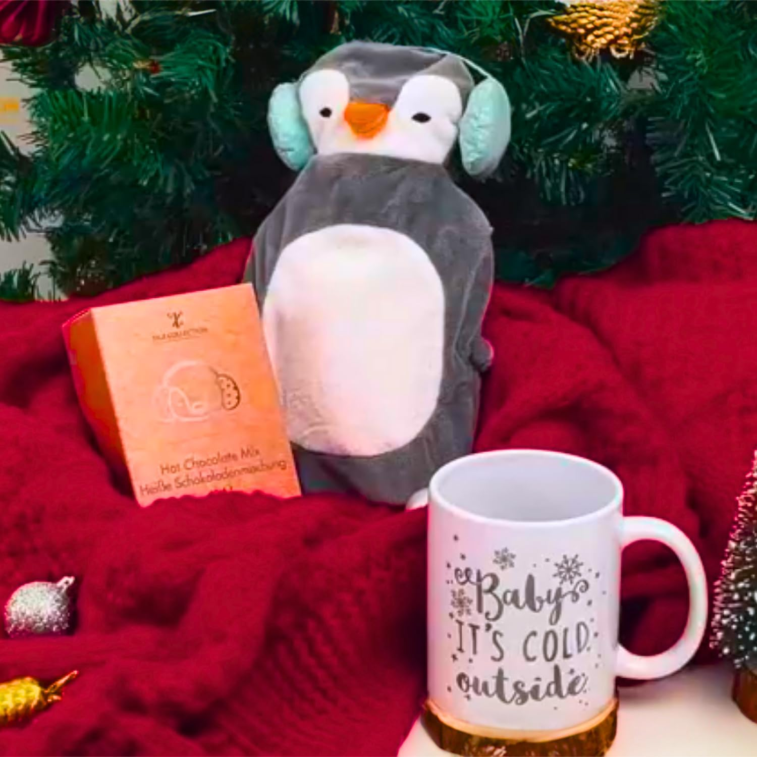 Hot Chocolate Gift Set with Mug and Mini Hot Water Bottle - Sachets Included - Holiday Presents for Kids, Teens, Women, Girls, Boys image number 3