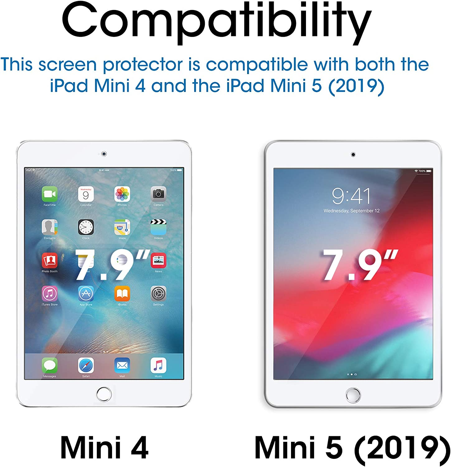 Amfilm Glass Screen Protector for Ipad Mini 5 (2019) and Ipad Mini 4, Tempered Glass