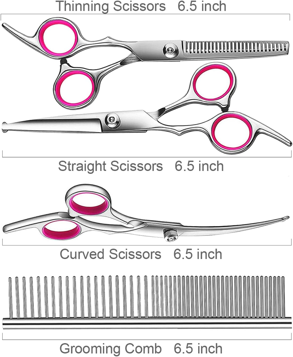 TINMARDA Professional Dog Grooming Scissors Kit with Safety round Tips, Sharp and Durable Titanium Coated Pet Grooming Shears for Dog Cat image number 5