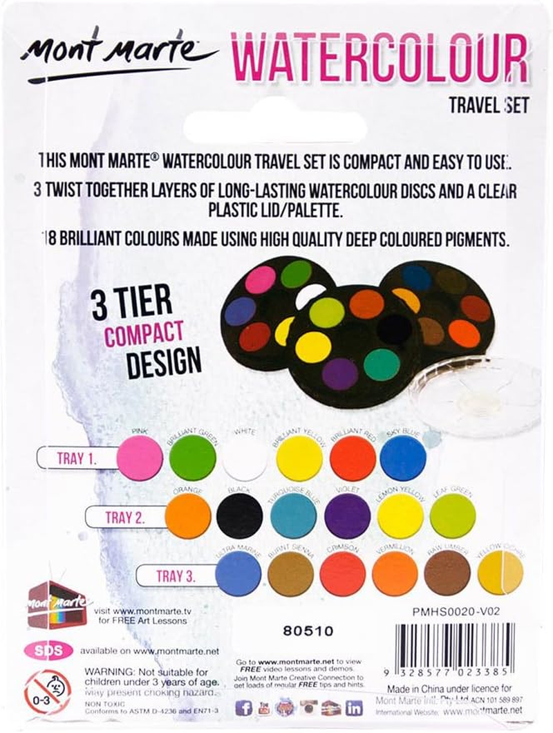 Mont Marte Watercolour Travel Set 19-Pieces Set image number 5
