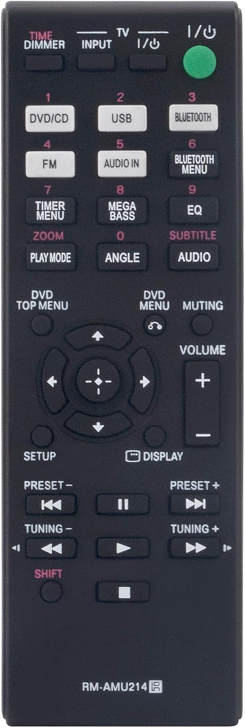 RM-AMU214 Replaced Remote Fit for Sony Home Audio CMT-SBT40D HCD-SBT40D SS-SBT40D image number 2