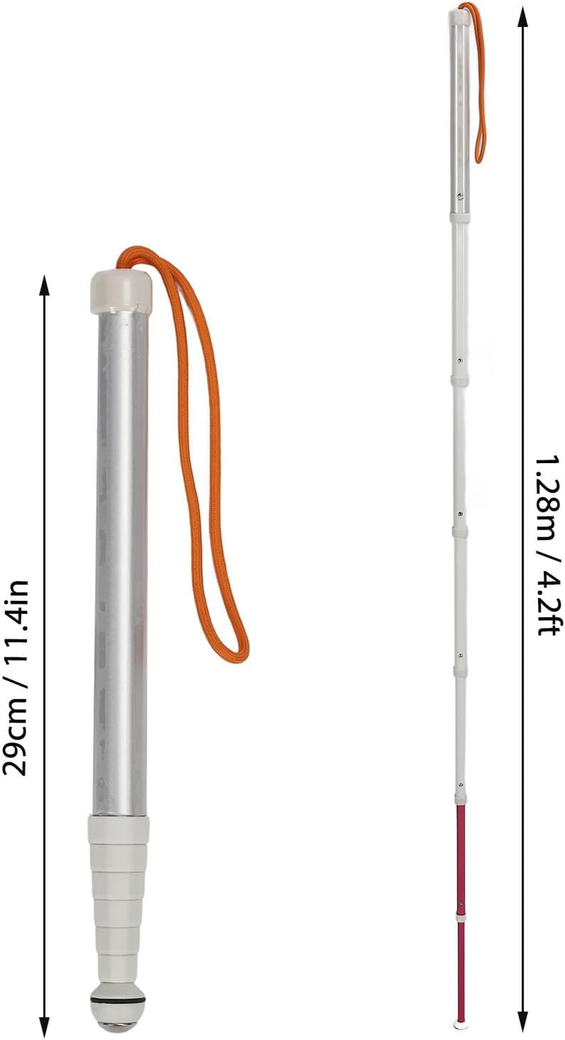 Blind Cane Stick, Telescopic Blind Cane, Blind Cane Mobility Stick, Reflective Red and White Cane for Visually Impaired Men and Women image number 3