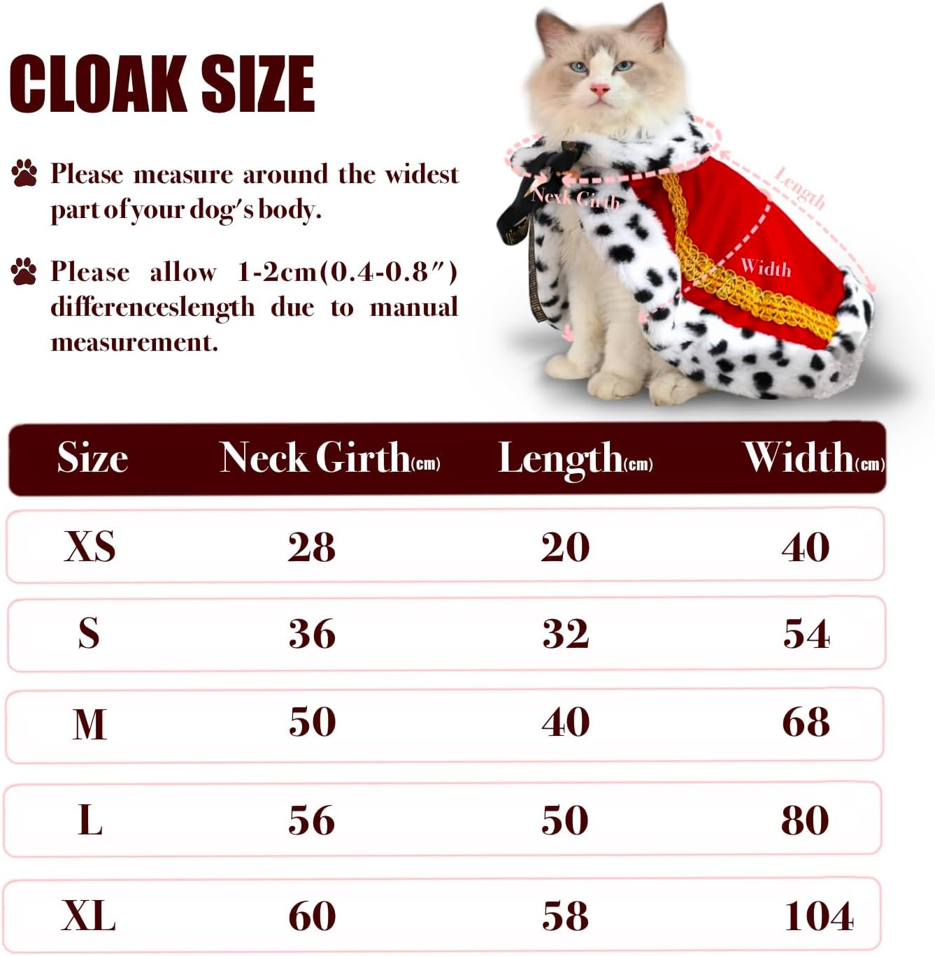 Lovelyshop Pet Serial Majestic Dog/Cat Costume Collection with Lux Velvet Cloak and Silver Pearl Crown Set for Halloween,King Queen Prince and Princess Cosplay-M image number 3