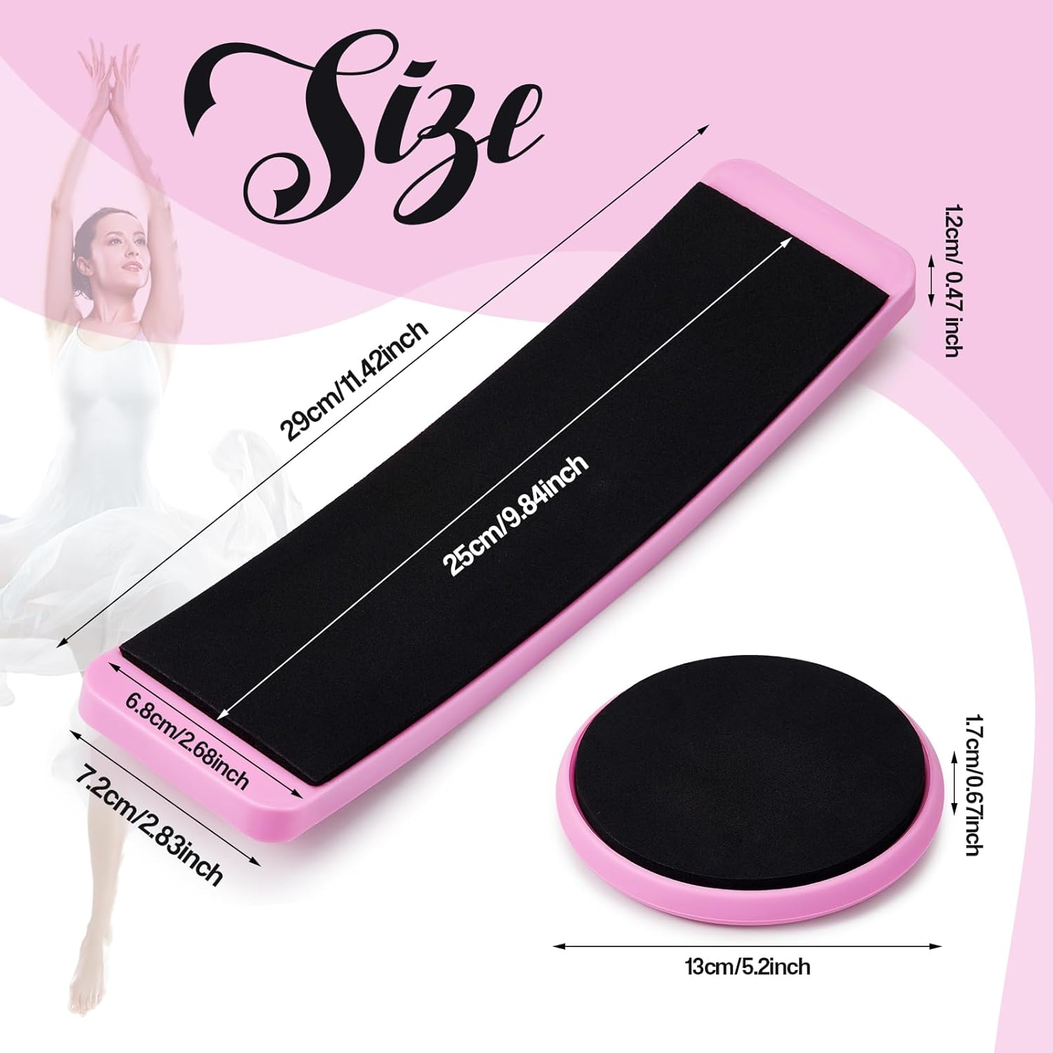 Motionchic 2 Pcs Portable Turning Board Figure Ice Skating Spinner for Ballet Dancers Ice Skaters Gymnasts Cheerleaders Training Improving Balance Pirouette Equipment - Pink image number 2
