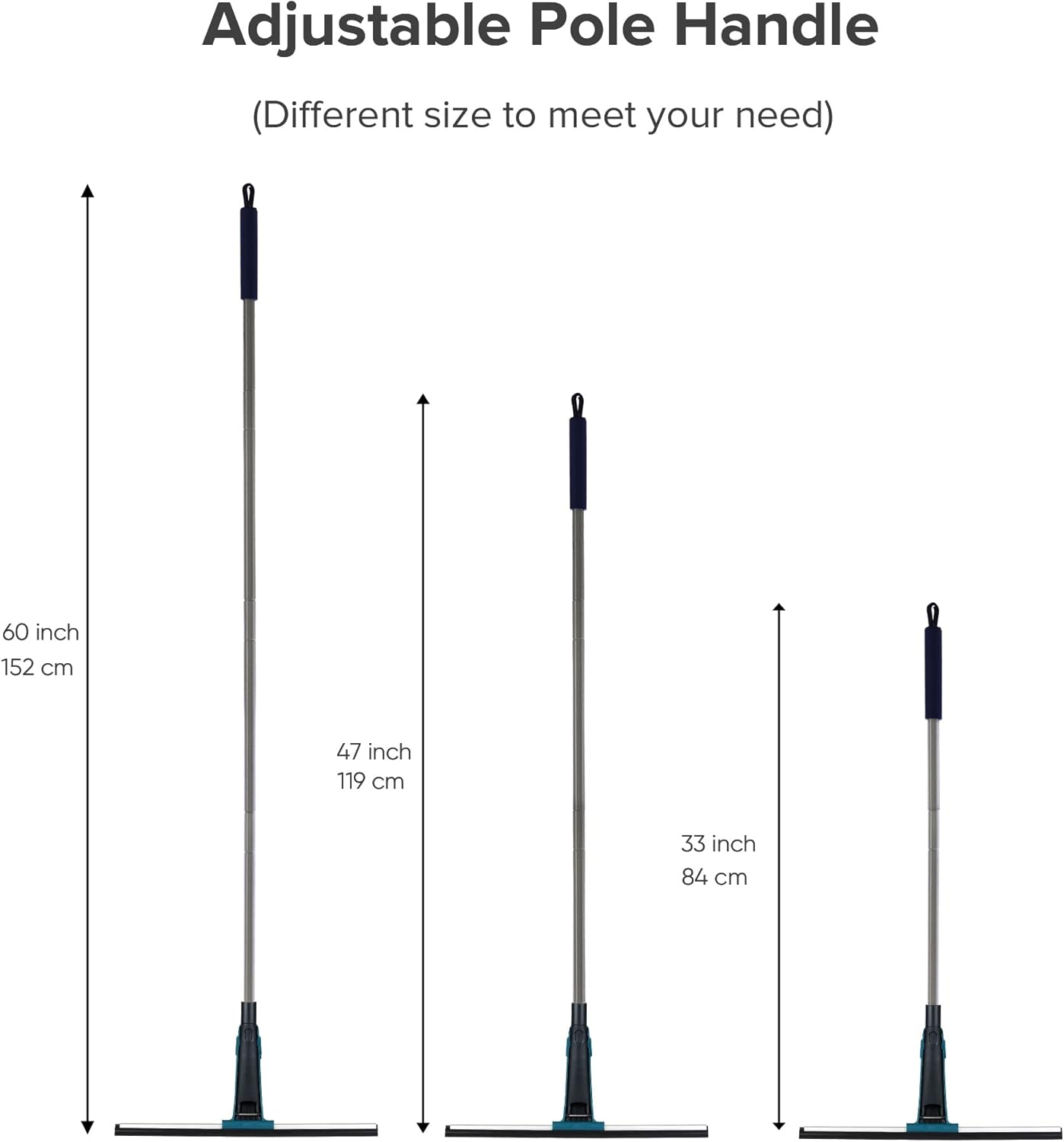 JEHONN Window Shower Squeegee for Glass Door with 152 Cm Long Handle, Professional Floor Squeegee Mop for Cleaning Garage Tile Concrete Mirror Windshield Bathroom Car Home image number 1