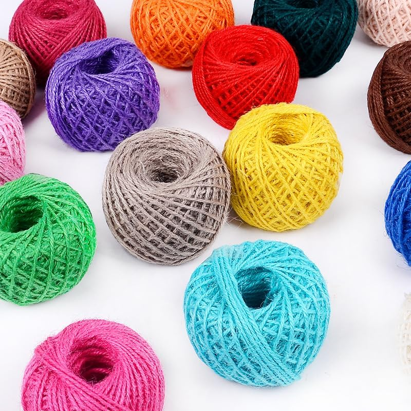 12 Rolls Colorful Jute Twine, Betterjonny 2 Strands 1.5Mm Natural Jute String Twine 30M / Roll Rope Twine String for Wall Hanging, Plant Hanging, Artworks, DIY Decoration image number 2