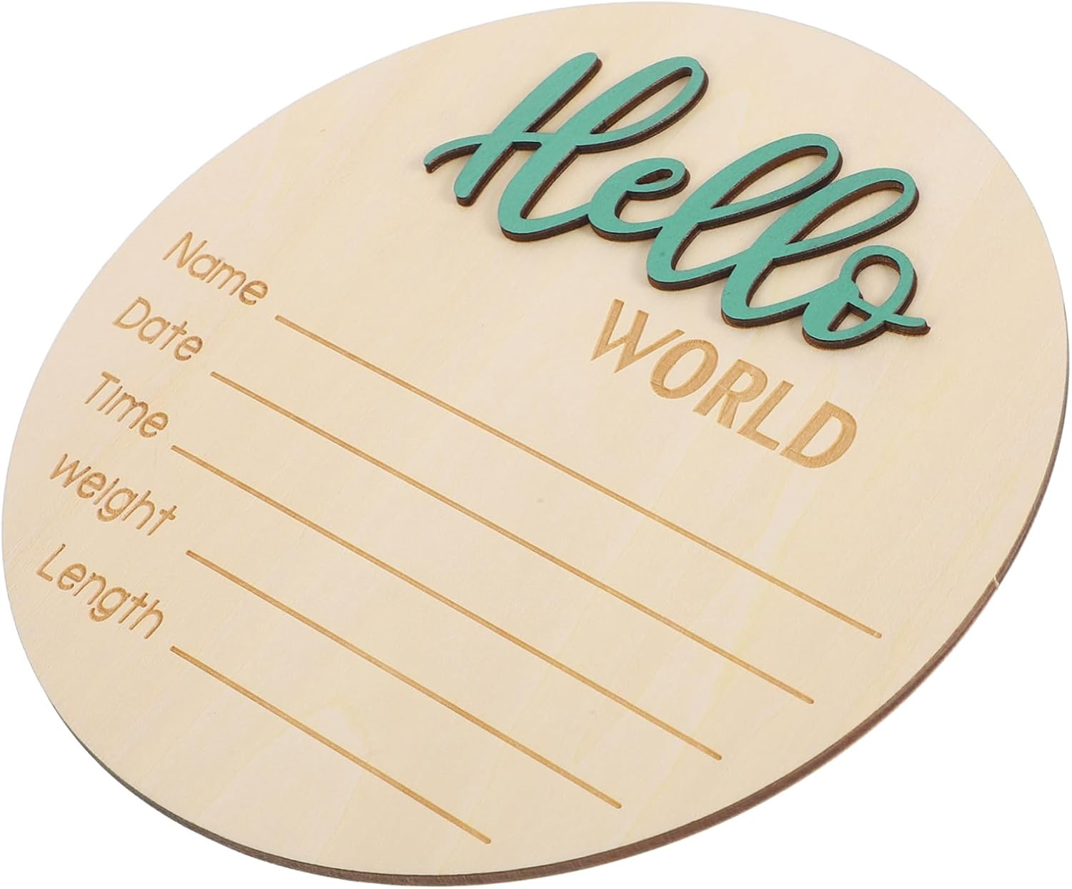 Wooden Newborn Birth Announcement Sign round Plaque Durable Name Photography Prop for Shower Hospital Nursery Decoration image number 5