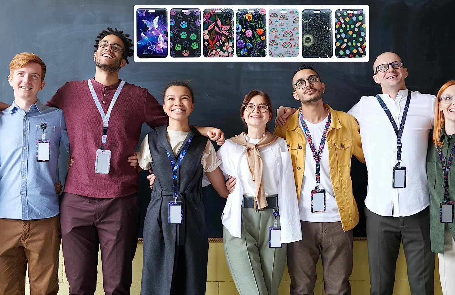 Purple Butterfly Retractable ID Badge Holder with Detachable Lanyard, Fashionable Badge Reel Heavy Duty with Carabiner Clip Lanyards for Keys USB Nurse Medical Student Teacher Office Women Men Gifts - 2 Set Moon image number 7