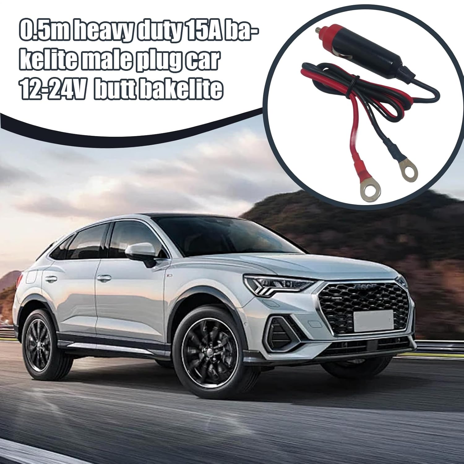 Male Plug 12V - 12V/24V Extension Cable Connector Socket,Stable Heavy Duty Bakelite Auto Replacement for Adults Beginners for Various Automotive Applications