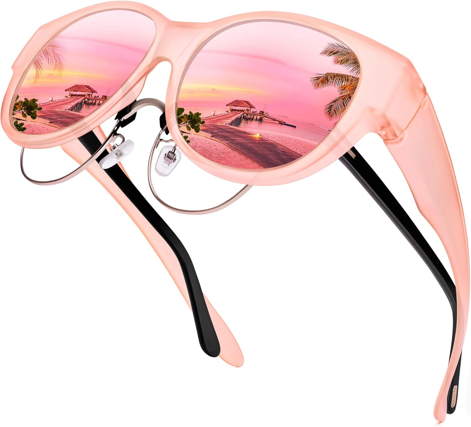 Sunglasses Fit over Glasses, Polarized 100% UV Protection Wrap-Around Sunglasses for Men & Women Driving