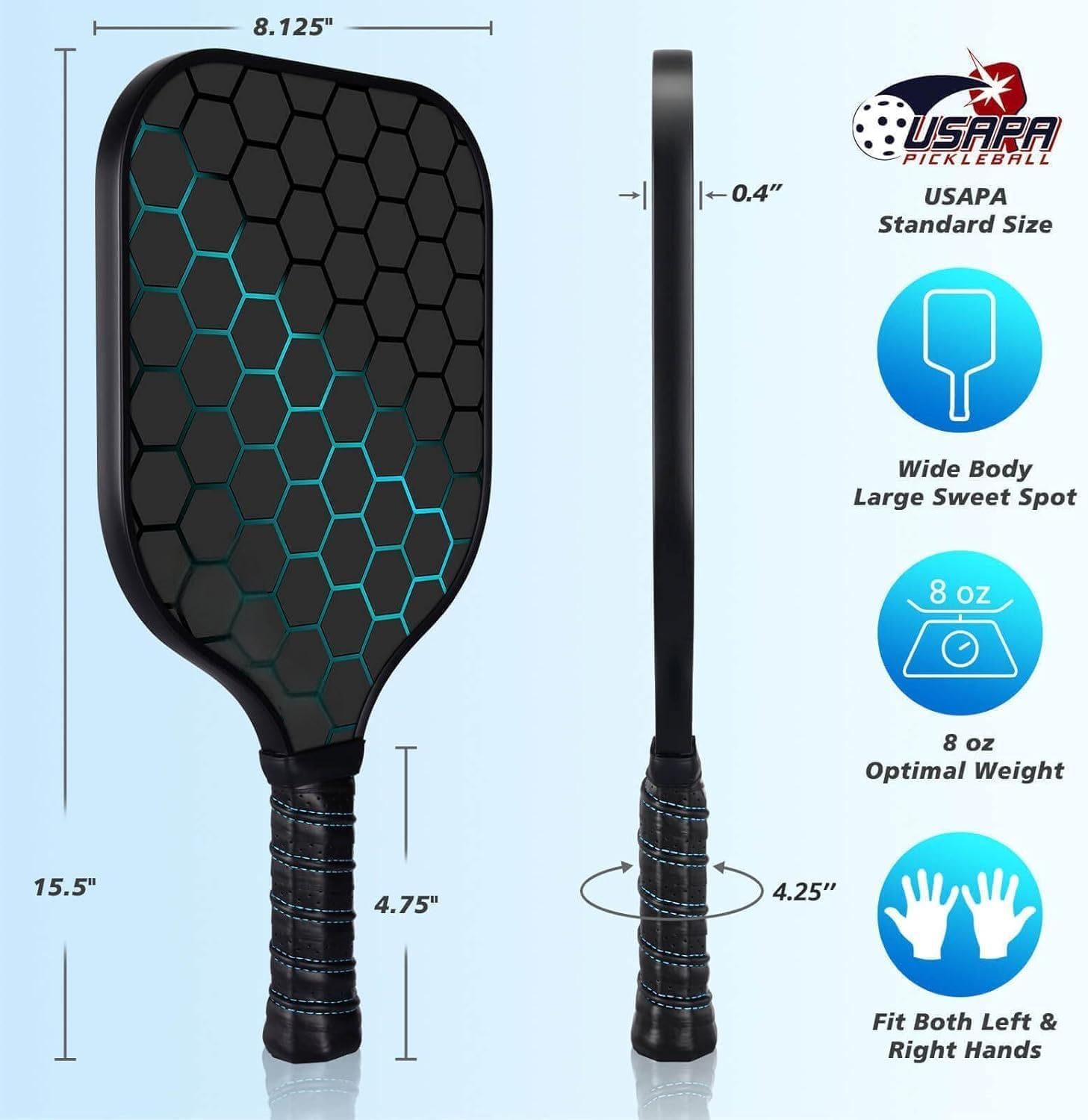 4 Pack Pickleball Paddles Set with 4 Balls and Carry Bag, Pickle Ball Rackets Equipment for Beginners & Pros, Fiberglass Graphite Pickleball Racquet Set image number 2