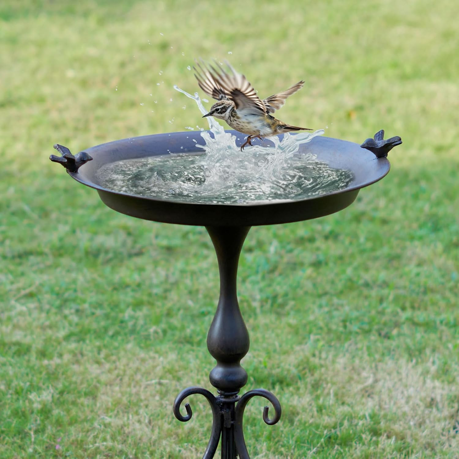 Dia 18" W*28" H Large Metal Bird Bath with Stand, Bird Baths for Outdoors, Metal Bird Baths/Feeder,For Garden Yard Decor