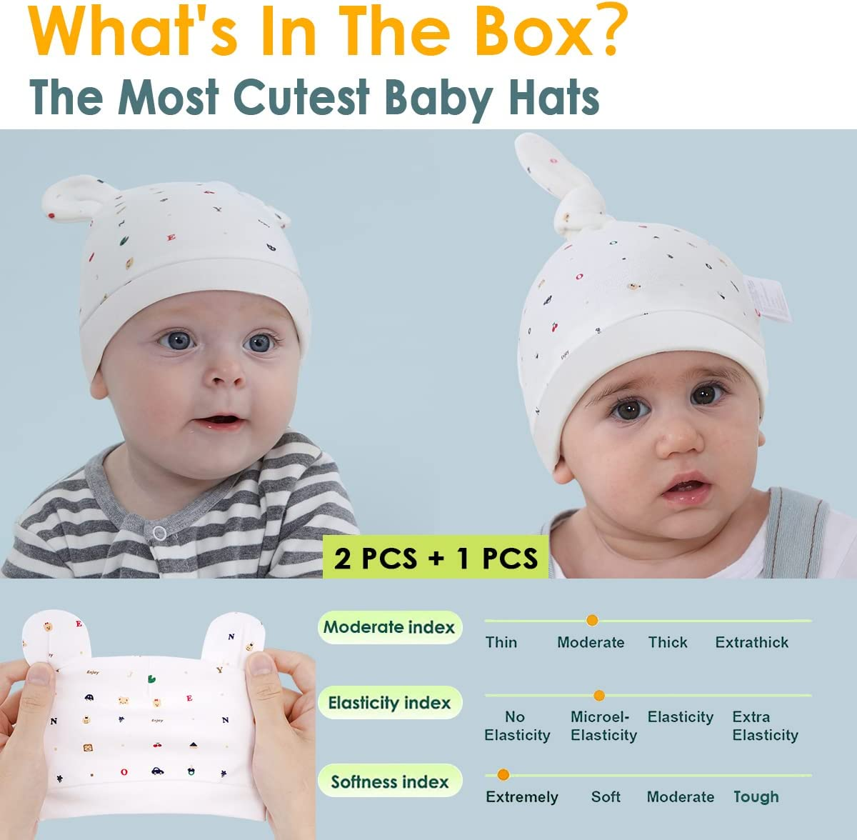 3 Stcke Neugeborene Brenmtzen Krankenhausmtze Knotenmtze Bio-Babymtzen Unisex Baumwolle Schne Babymtzen 0-6 Monate