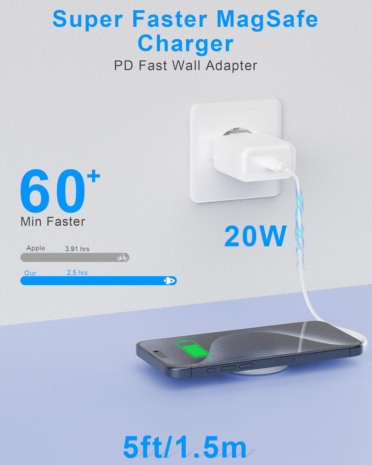 3 in 1 Fast Wireless Charger Magnetic Wireless Charging Compatible with Iphone 16/15/14/13/12 Series, Apple Watch, Airpods Pro 2/Pro/4/3/2, Apple Mag-Safe Charge image number 3