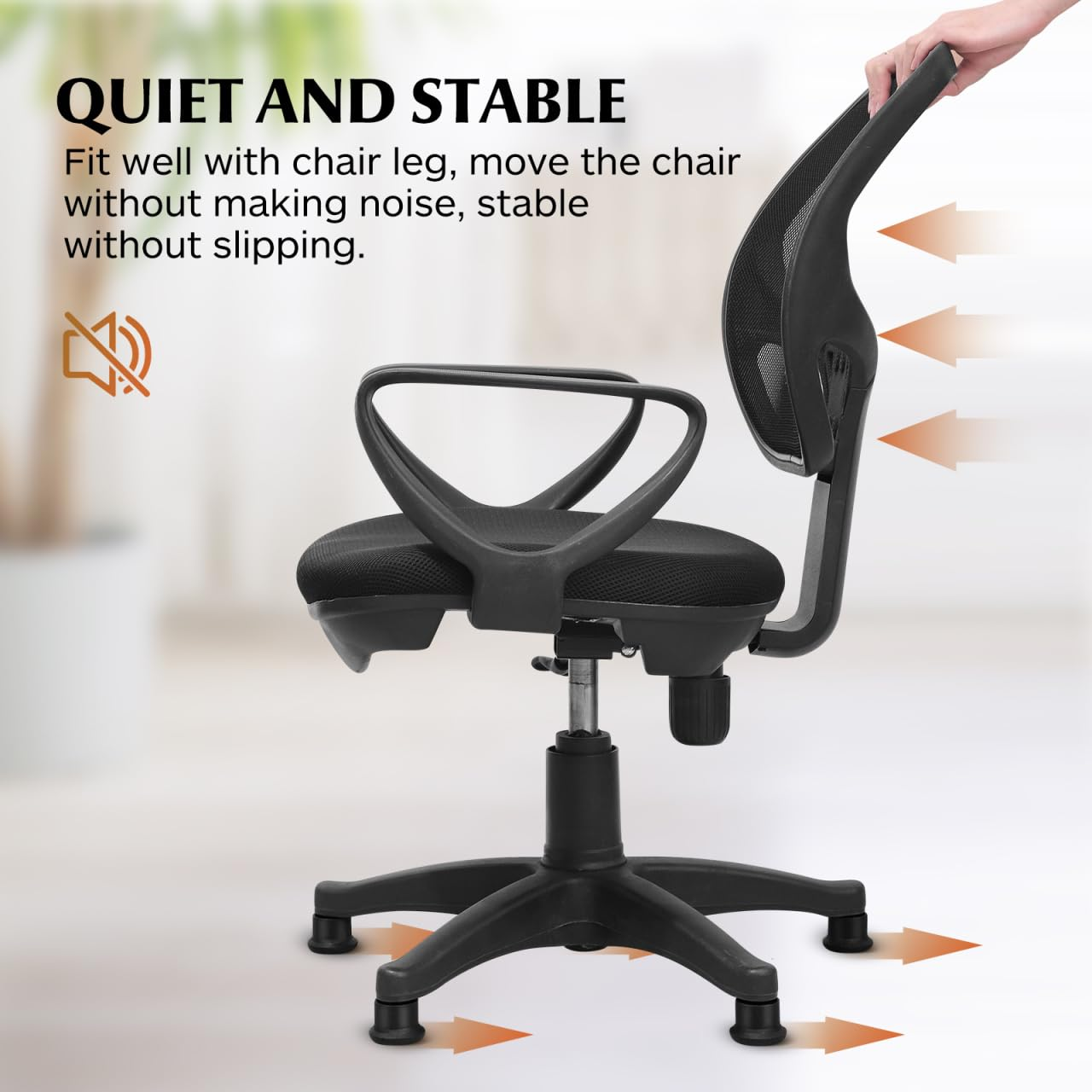 OHPHCALL 5Pcs Furniture Chair Glides for Office and Home Replacement Castors for Swivel Chairs Anti-Slip Floor Protectors in Black image number 6