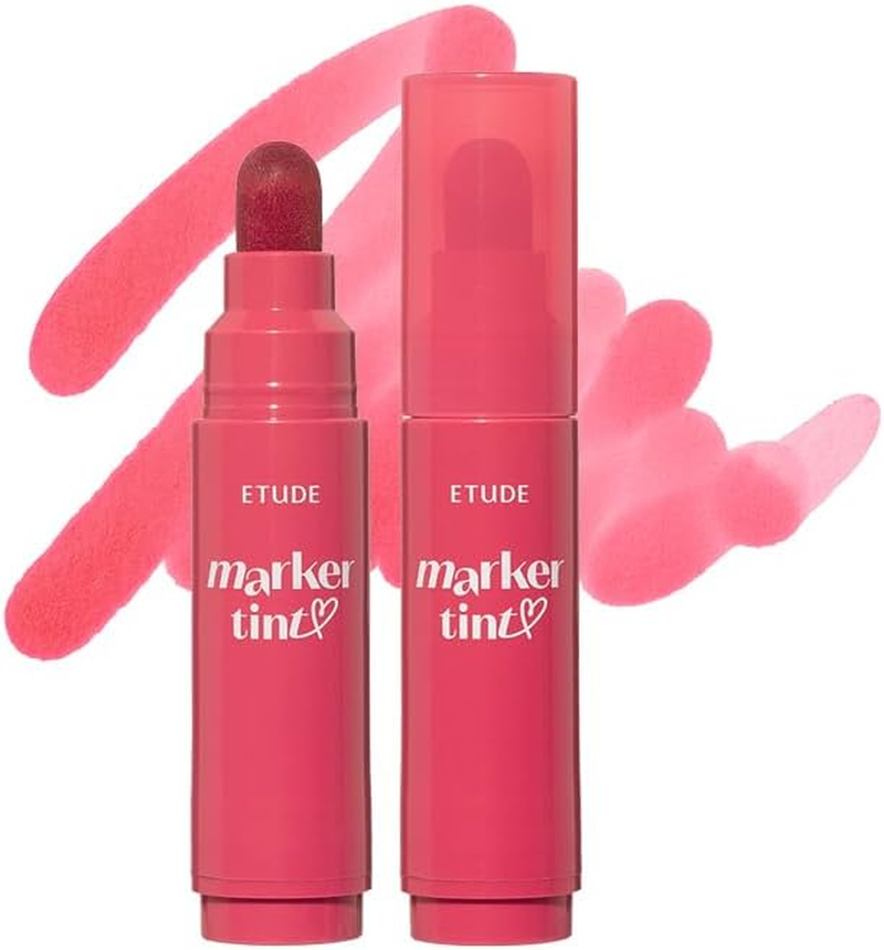 ETUDE Dear Darling Marker Tint #4 Mlik Strawberry (5G) | Hydrating & Long Lasting Lip Stain | High Pigmented Lip Maker with Easy Drawing Tip | Korean Lip Tint, Korean Makeup, Kbeauty