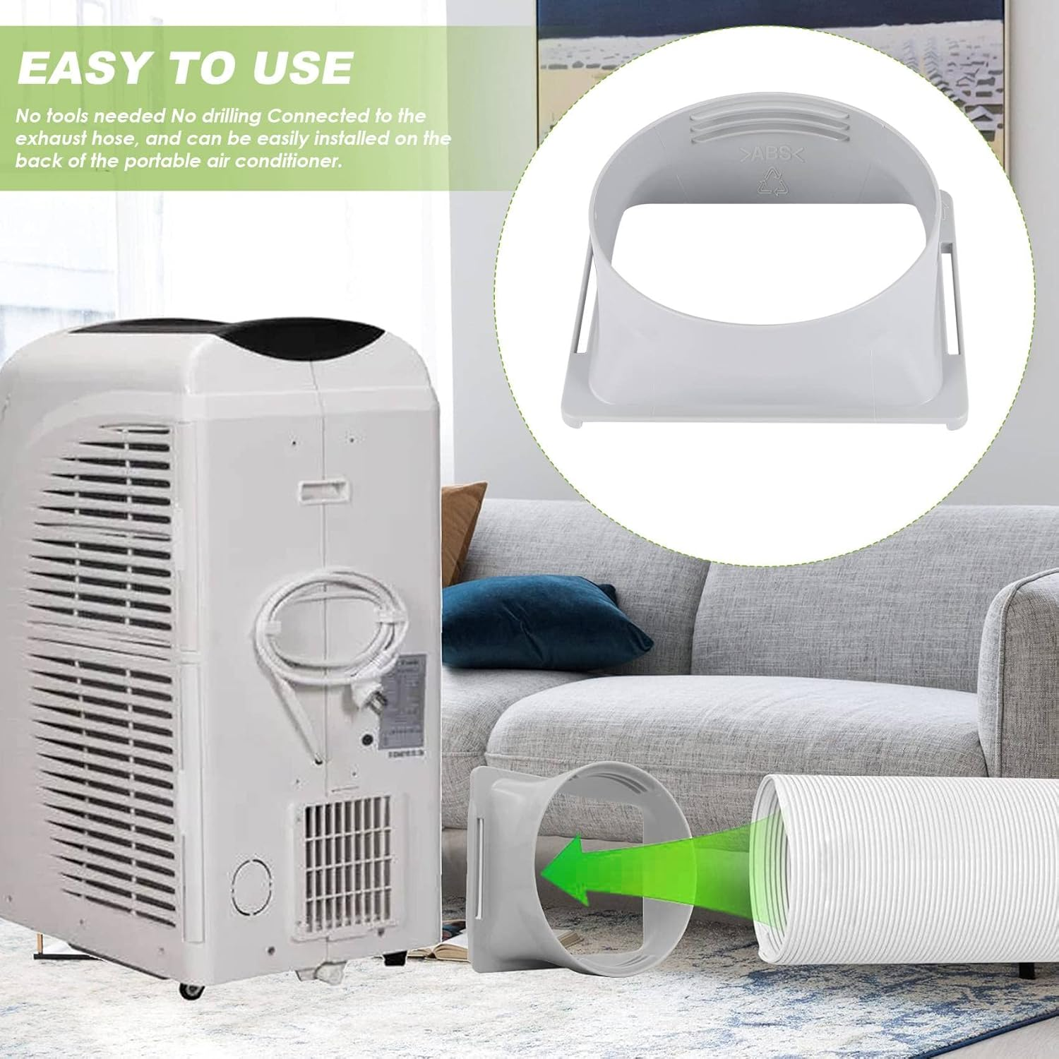 Ceahoify Portable Air Conditioner Exhaust Hose Coupler Window Adapter A/C Unit Tube Connector Parts & Accessories Square to Round image number 5