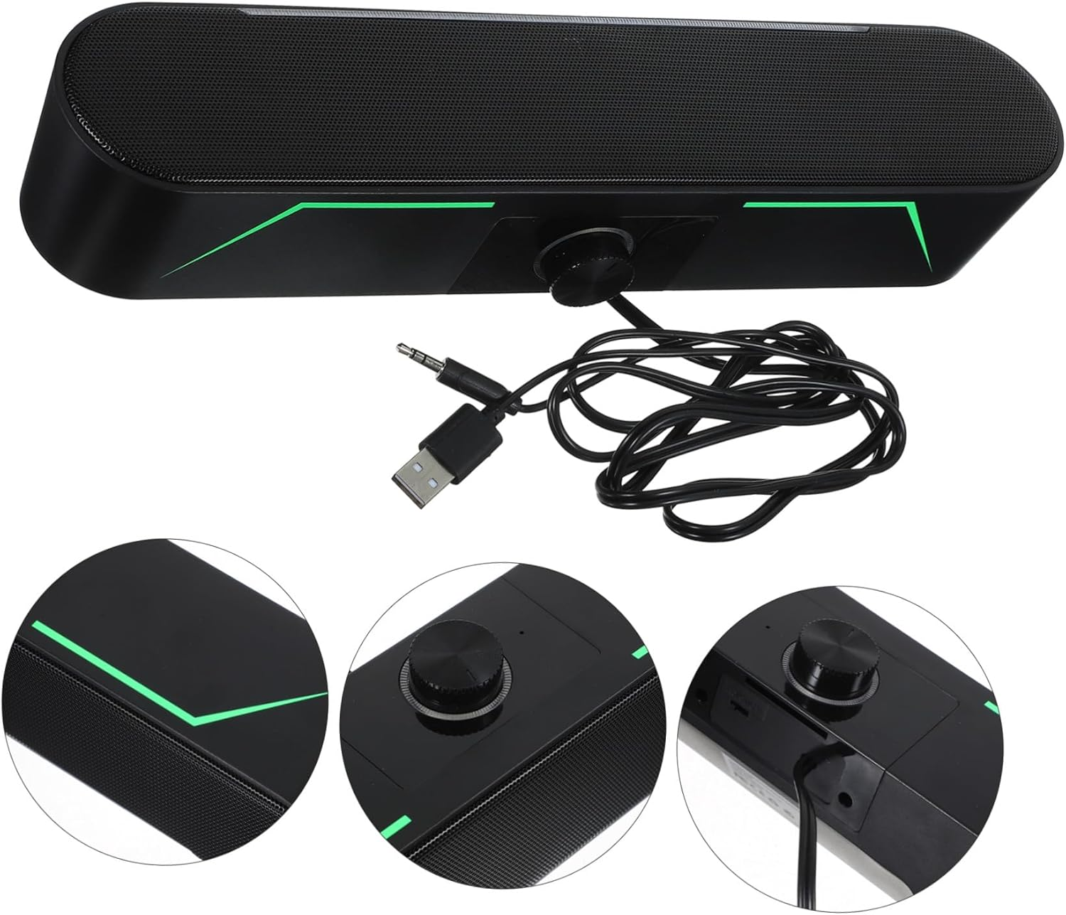 Homoyoyo Hifi Stereo Soundbar with LED Lighting Wired Desktop Speaker for Gaming Tablets and Computers Dual Speakers Delivering Rich Bass and Treble Stable Connection for Movies Music And image number 1