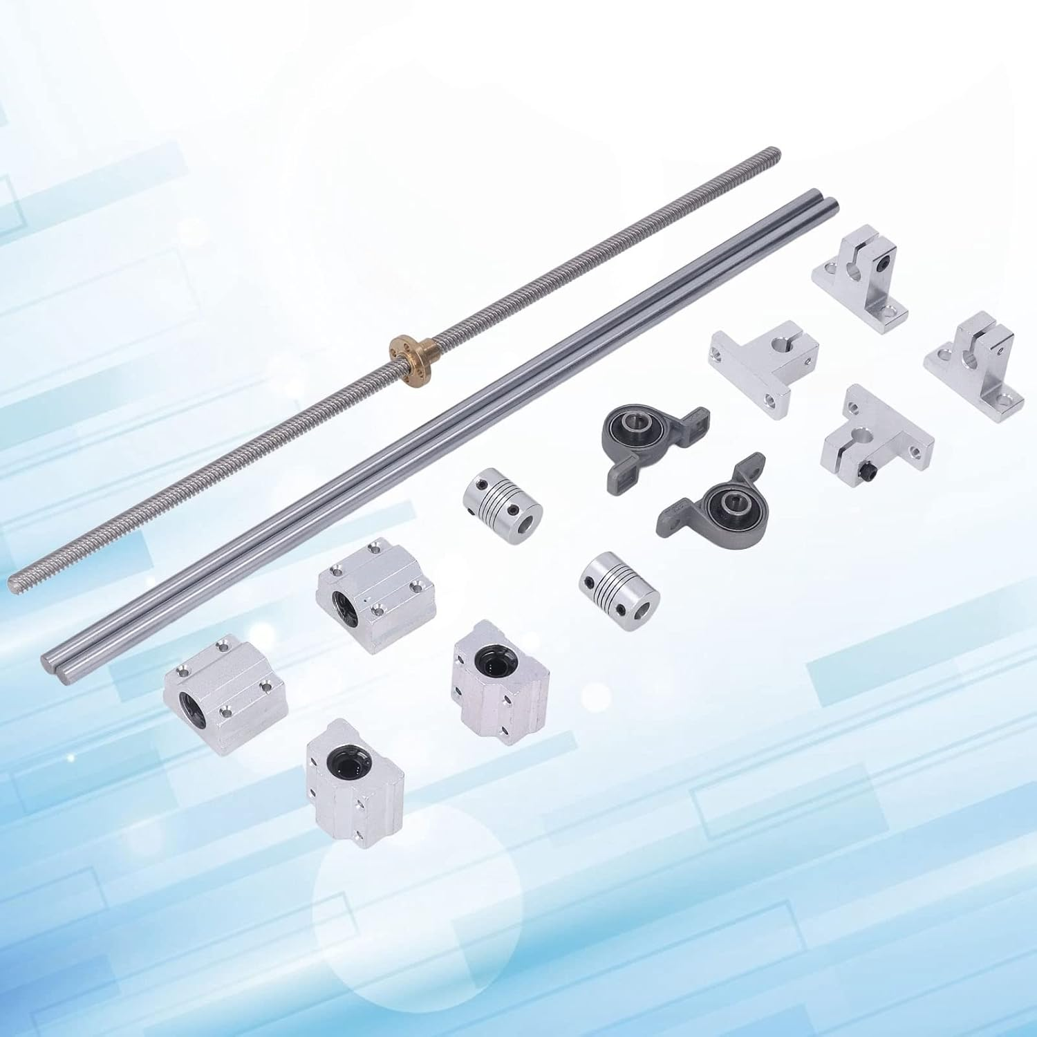 8Mm T8 Lead Screw Set Lead Screw Coupler Horizontal Optical Axes Pillow Bearing Block for 3D Printer image number 1