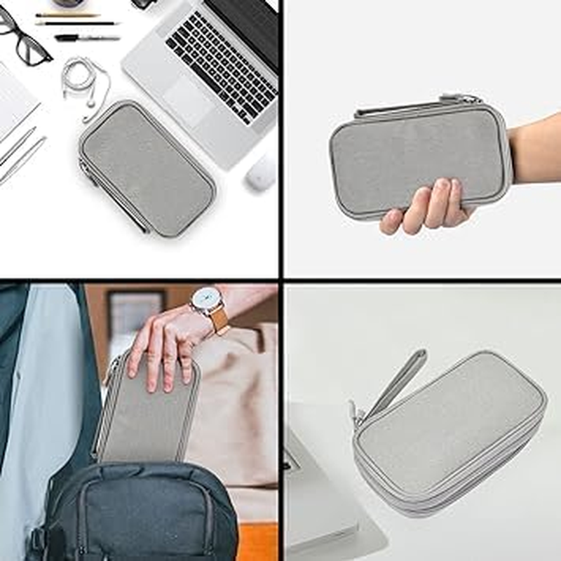 Electronics Accessories Cases, Travel Cable Organizer Pouch Bag, Portable Waterproof Double-Layer All-In-One Storage Bag, Charger&Usb Cable/Power Bank/Magic Mouse/Earphones (Grey) - Black image number 5