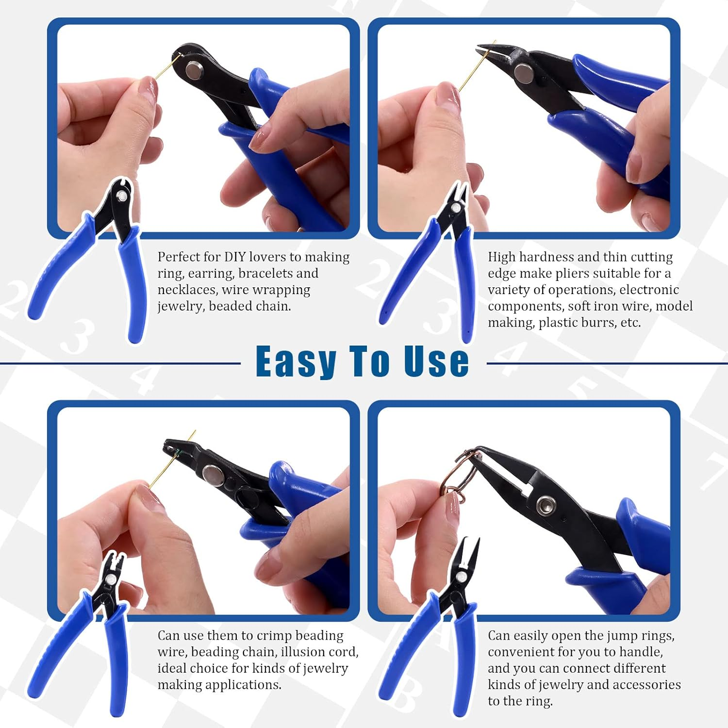 Glarks 5Pcs Jewelry Pliers Tool Set Including Split Ring Pliers Jewelry Bead Crimping Pliers Jewelry Wire Cutter and Memory Wire Cutting Pliers for Jewelry Bead Repairing Making Supplies image number 4