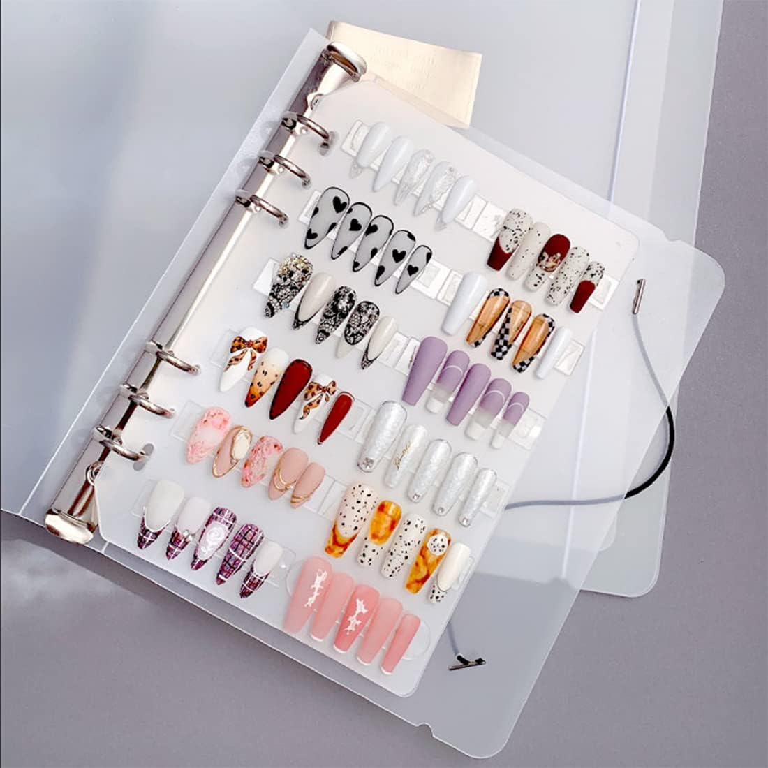 Press on Nail Organizer,Press on Nail Packaging,Removable Loose-Leaf Storage Book for Fake Nail,Nail Display(Not Included Press on Nail) (A5(9.05 * 7.08 * 1.37Inch) image number 5