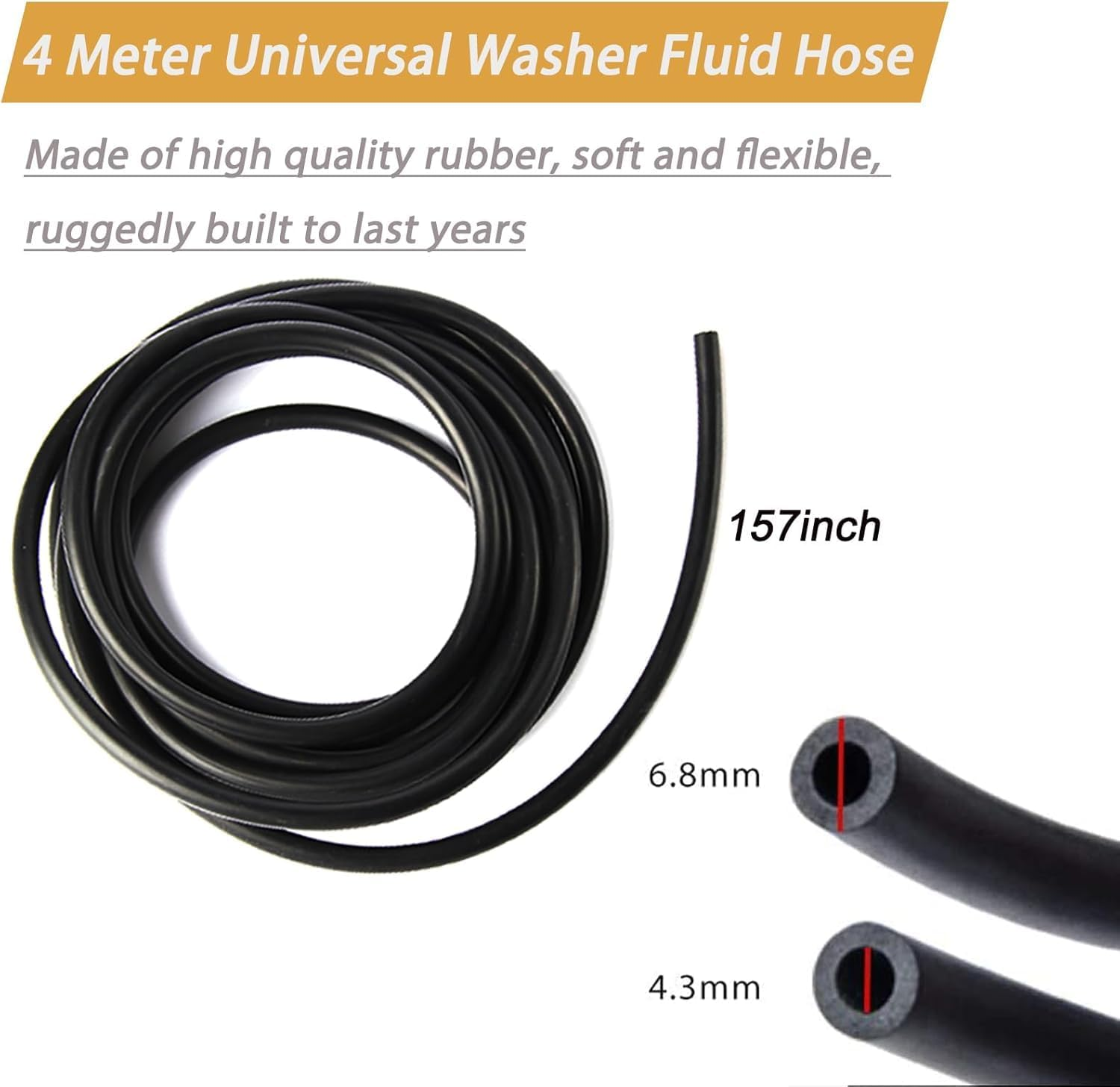 Windshield Washer Hose Kit - 4 Meter Universal Washer Fluid Hose with 12 Pcs Hose Connectors, Suitable for Most Windshield Washer Nozzle Installation, Connect Car Water Pump and Nozzles image number 5