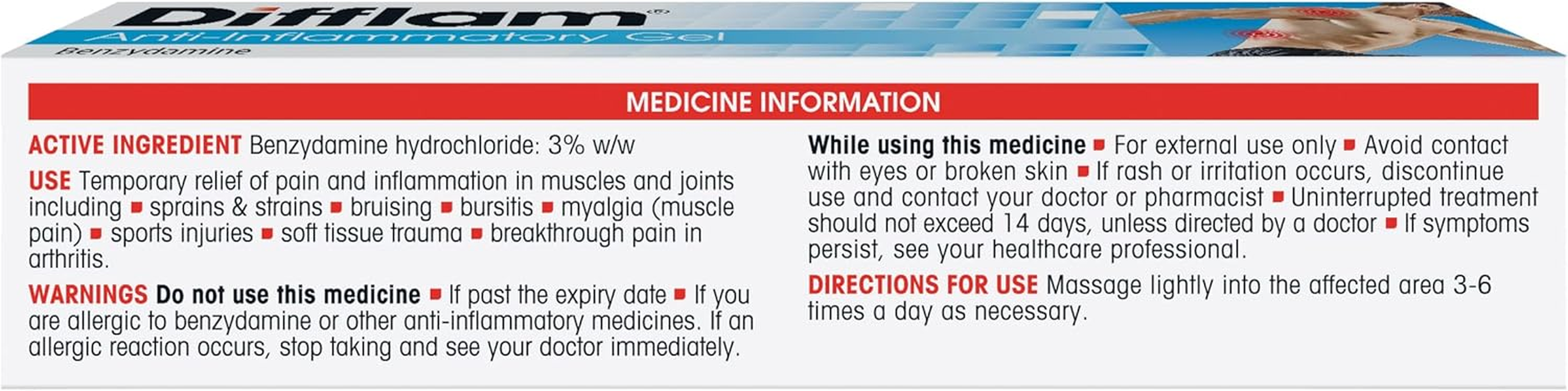Difflam Topicals Extra Strength Anti-Inflammatory Gel 3% 75 G image number 2