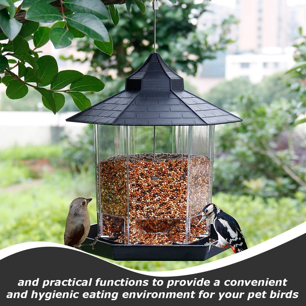 Hanging Bird Feeder with Drain Holes ，Weatherproof Bird Feeder Cage/Garden Yard Decoration,Garden Bird Feeder Cage for Yellow Finch, Magpie, Sparrows, Swallow Hamil image number 5